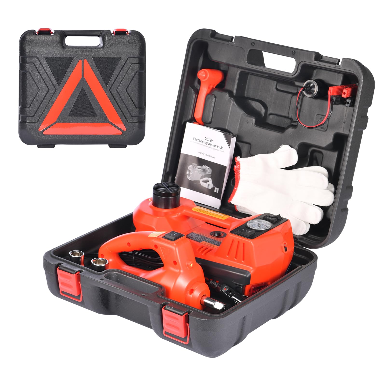 TYAYT 5 Ton Electric Hydraulic Car Jack Kit, Portable with LED Light, Compatible with Car, SUV, Truck, Lifting Range 6-17.7 Inch