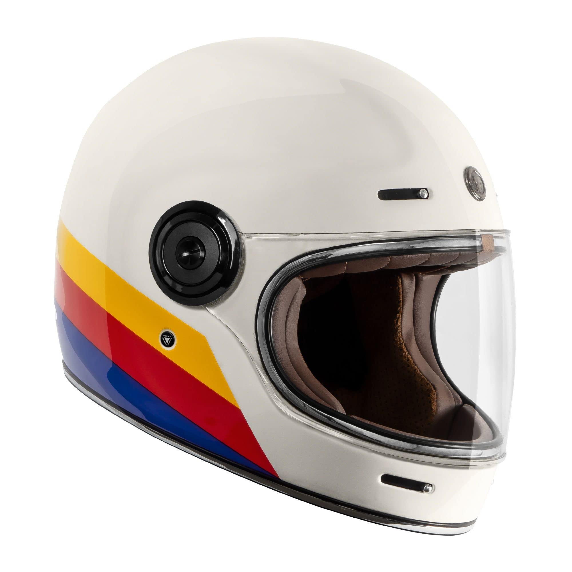 Torc T1 Unisex-Adult Retro Full Face Motorcycle Helmets, Pearl White Full Tree, X-Large