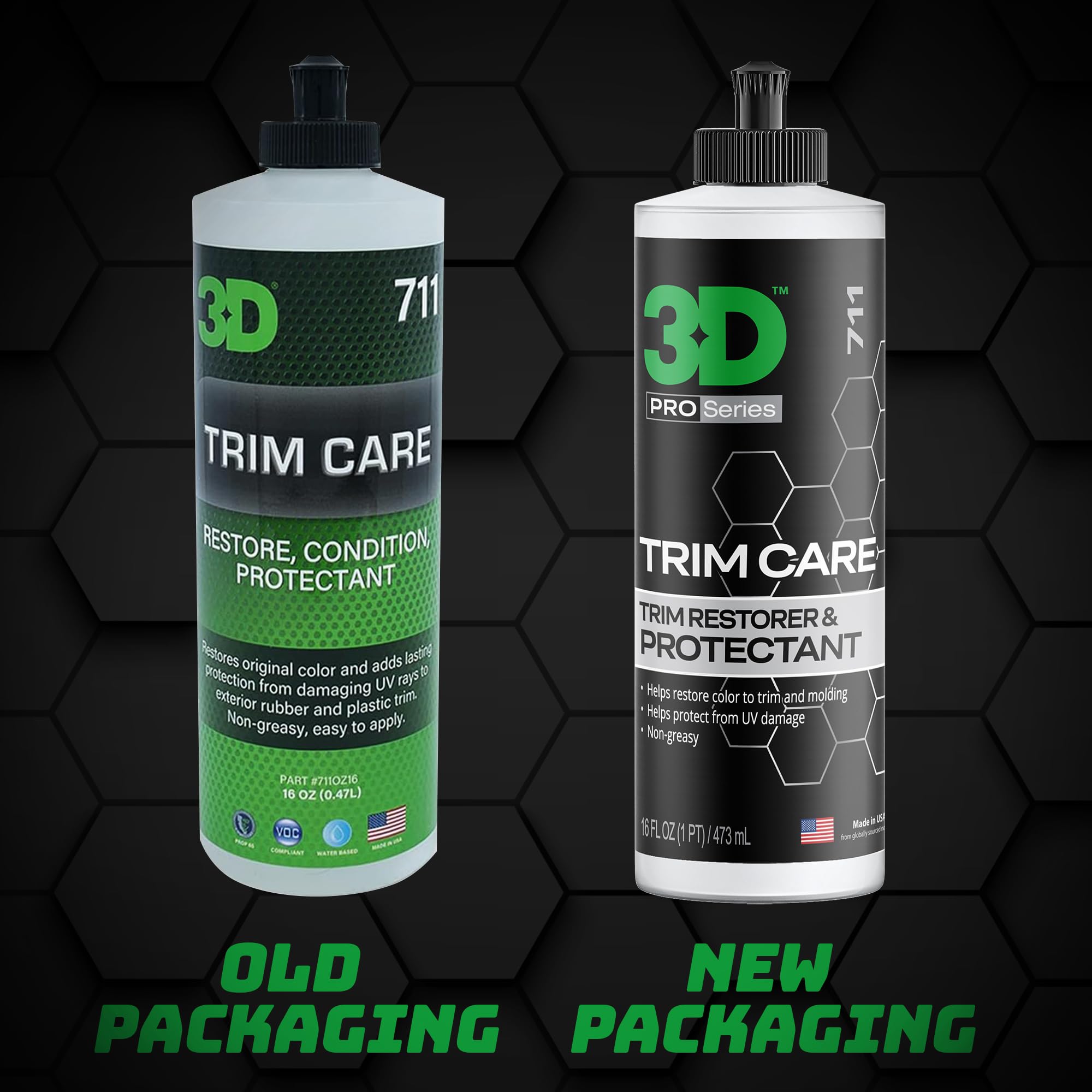 3D Trim Care Restorer - 16oz Black Rubber Surface Renewing Shine & Protection