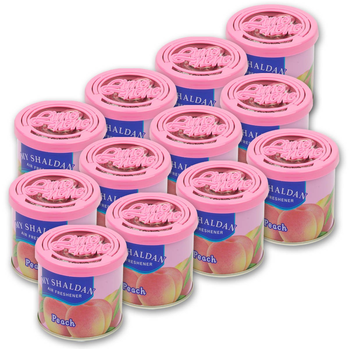 Pack Of 12 My Shaldan Japanese Car Cup-Holder Natural Air Freshener Cans (Peach Scented)