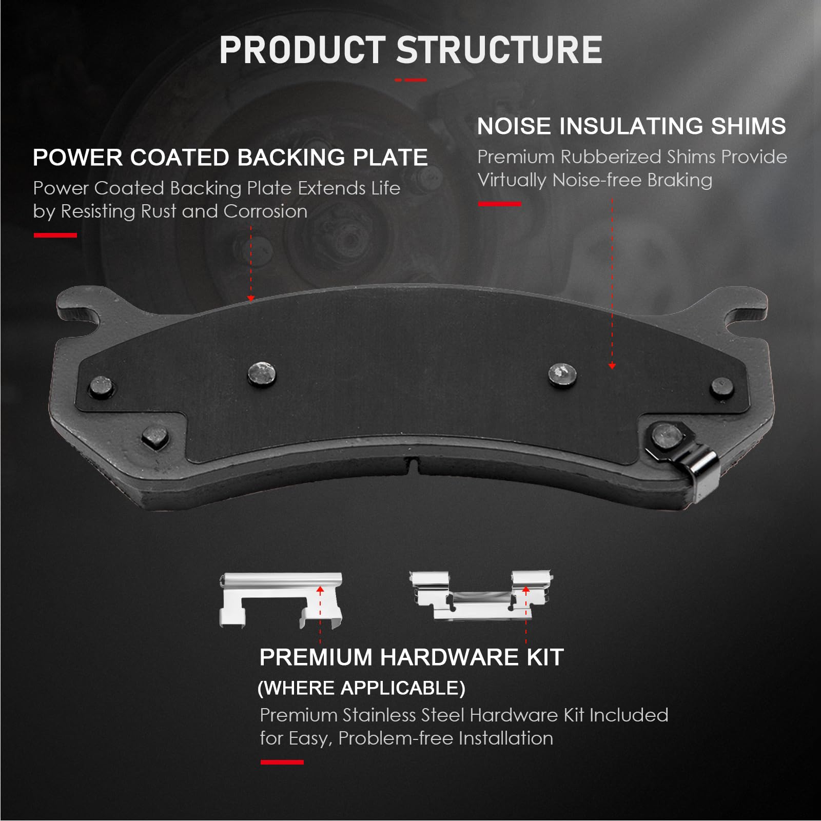 Cciyu D834 D785 8Pcs Front & Rear Ceramic Brake Pads Kits 03-06 For Cadillac Escalade Esv,02-06 For Chevrolet Avalanche 1500,01-