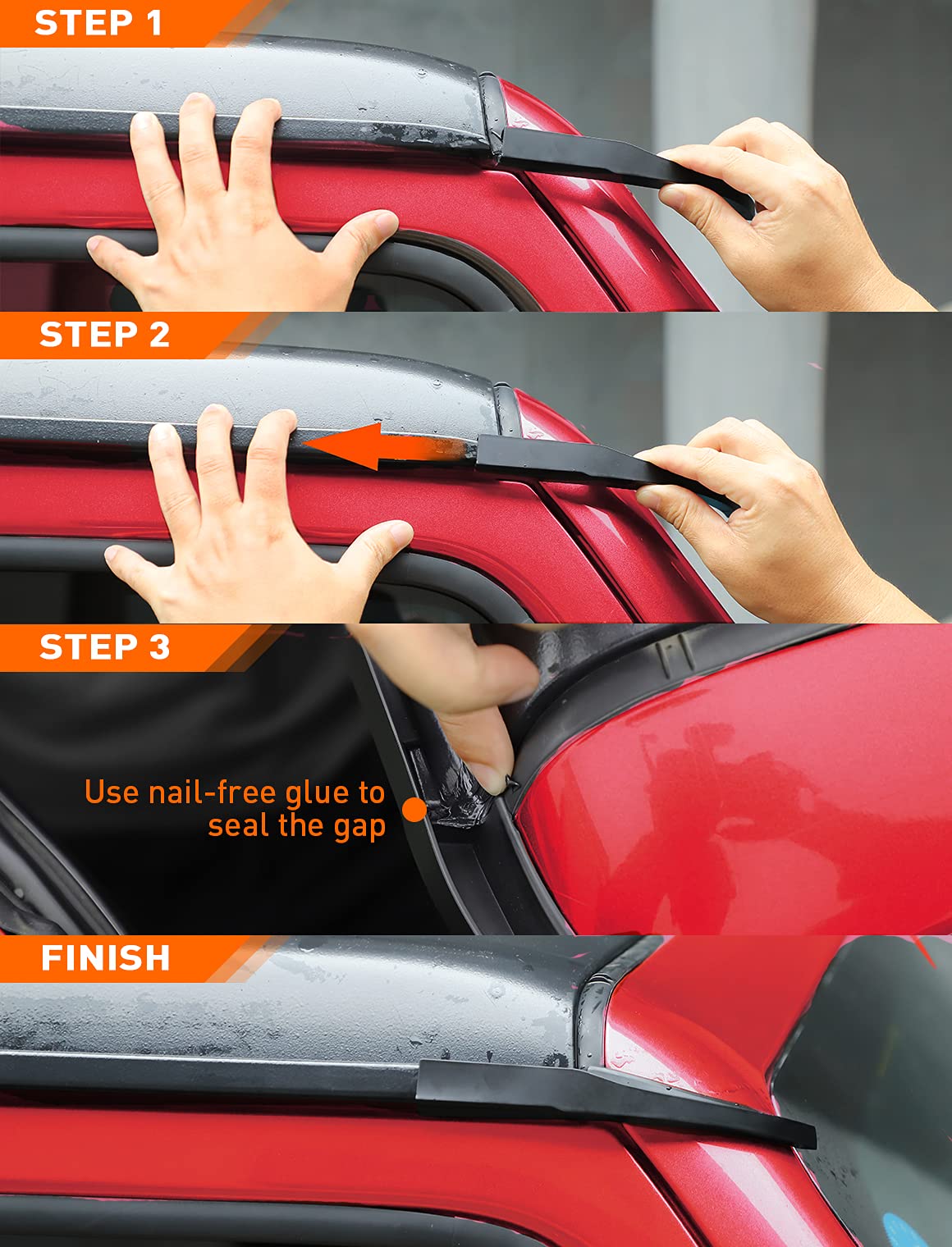 Savadicar Upgraded Version Rain Gutter Extensions, Roof Hard-Top ABS Rain Groove Diverter, Rainwater Deflector Compatible with 2