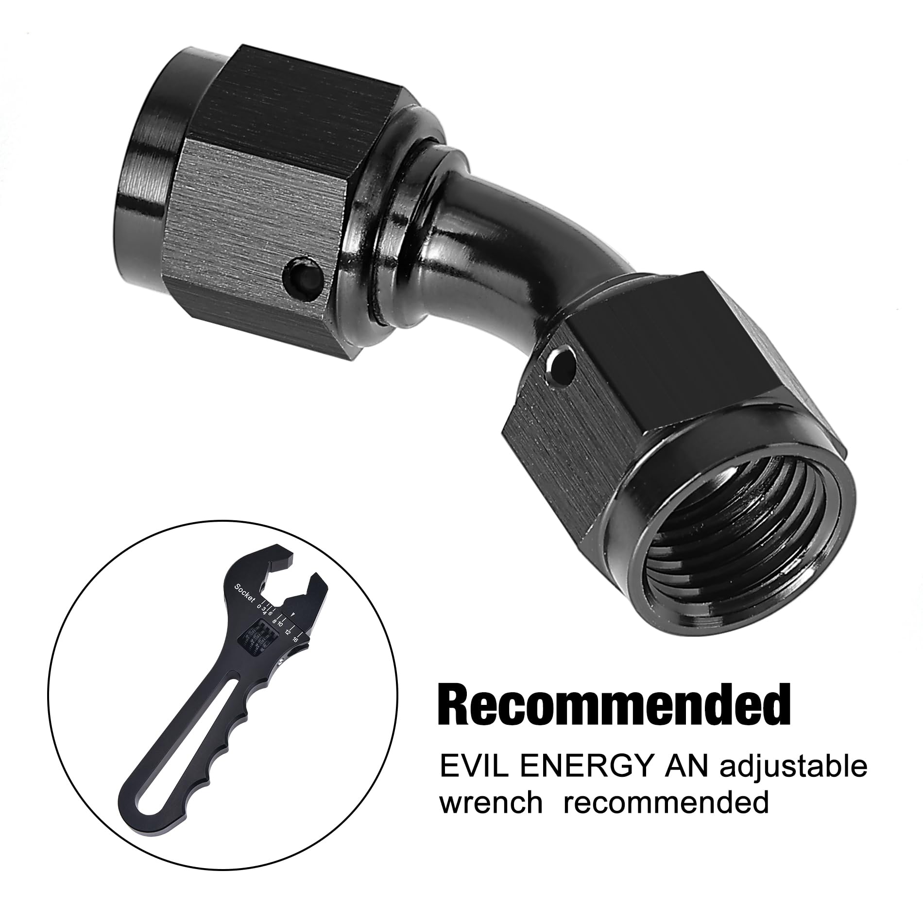 Evil Energy 10An Female To 10An Female 45 Degree Swivel Coupler Union Fitting Adapter Aluminum Black