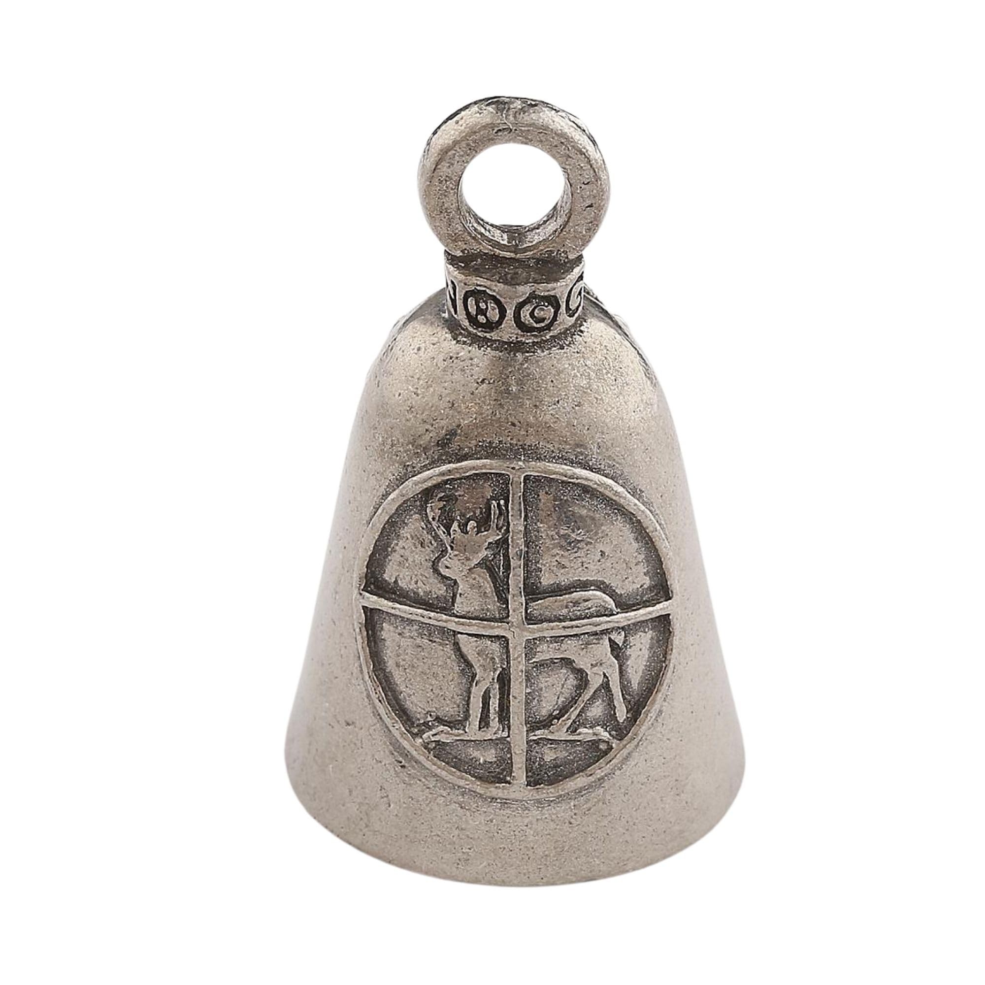 Guardian Bell Motorcycle Bell - Deer Hunter Good Luck Bell, 1.5" Lead-Free Pewter with Keyring & Velvet Gift Bag, Made in USA