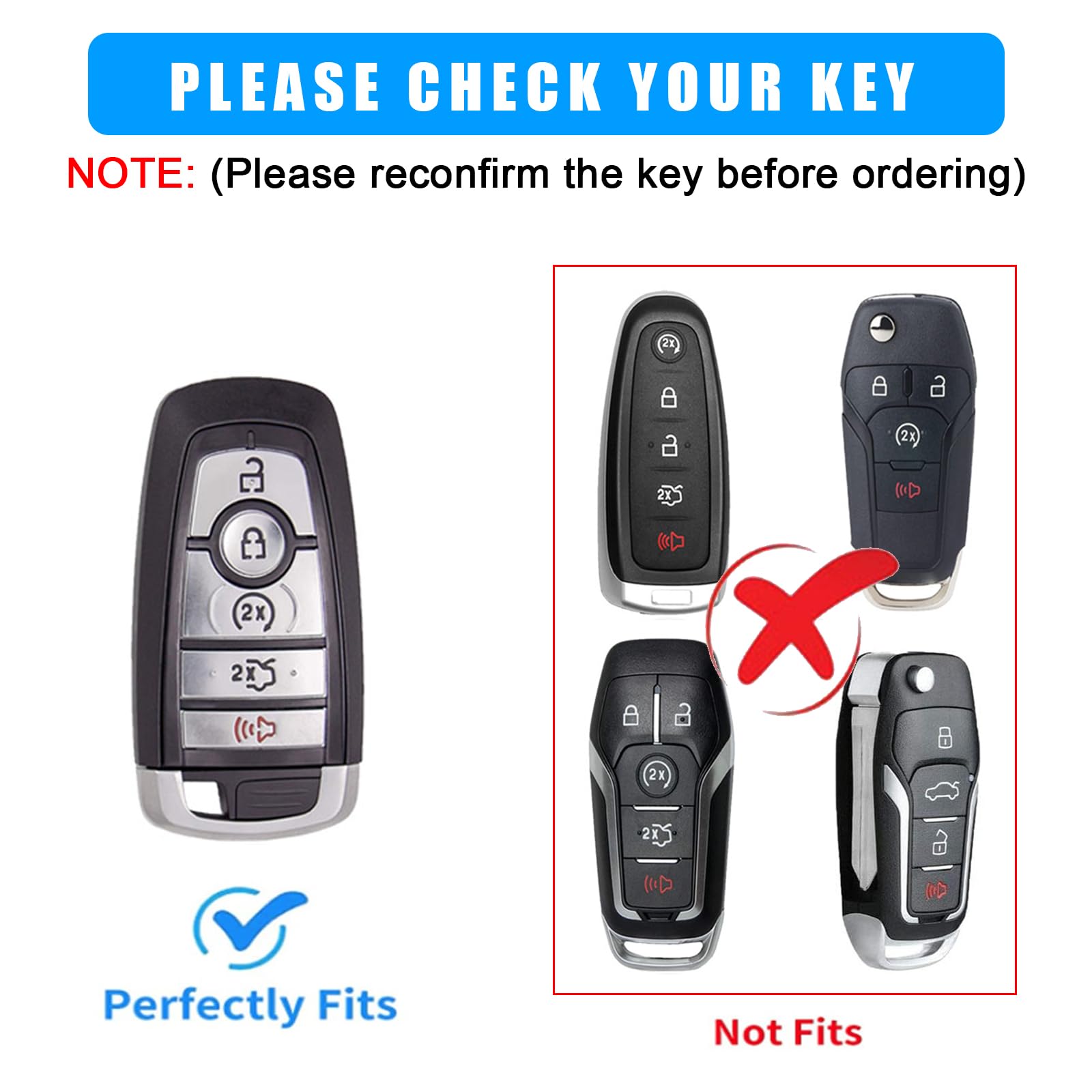 Xiyang Trade For Ford Key Fob Cover With Keychain, For Explorer Bronco Escape Edge Expedition Mustang F150 Fusion Ranger Lincoln