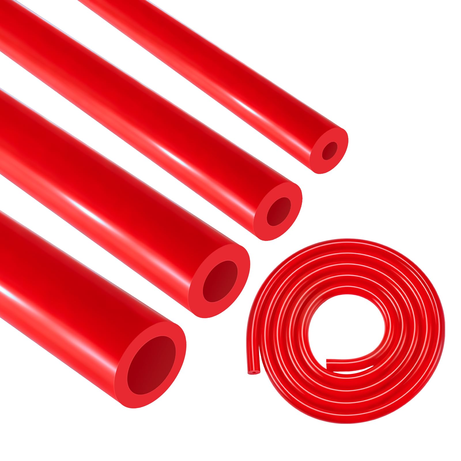 EVIL ENERGY 5/32 1/4 5/16 1/2 Silicone Vacuum Tubing Hose Line Kit 5FT 130PSI Max Pressure Red (4mm 6mm 8mm 12.7mm)