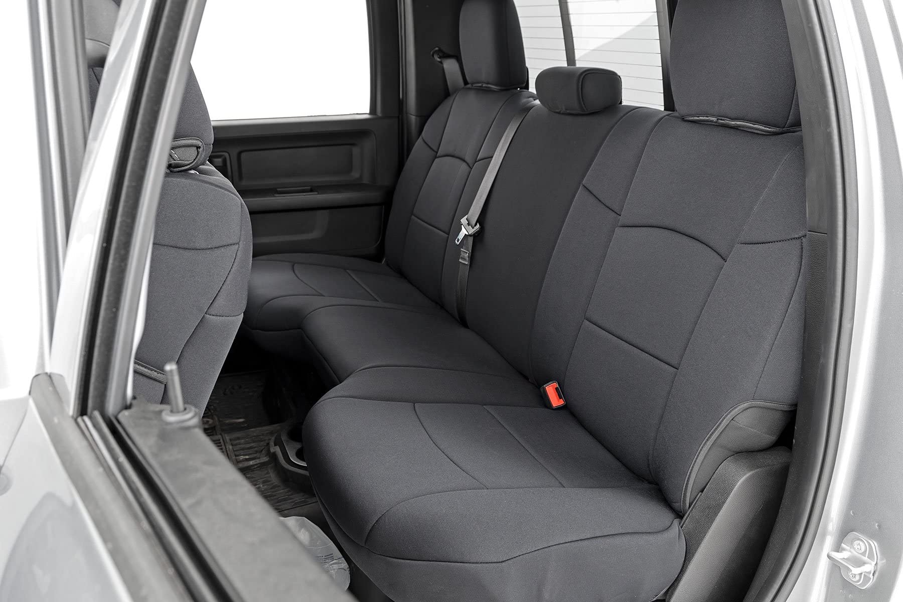 Rough Country Neoprene Seat Covers for Dodge Ram (2019-2024) - UV & Water Resistant, Foam Padded, Black, Full Set