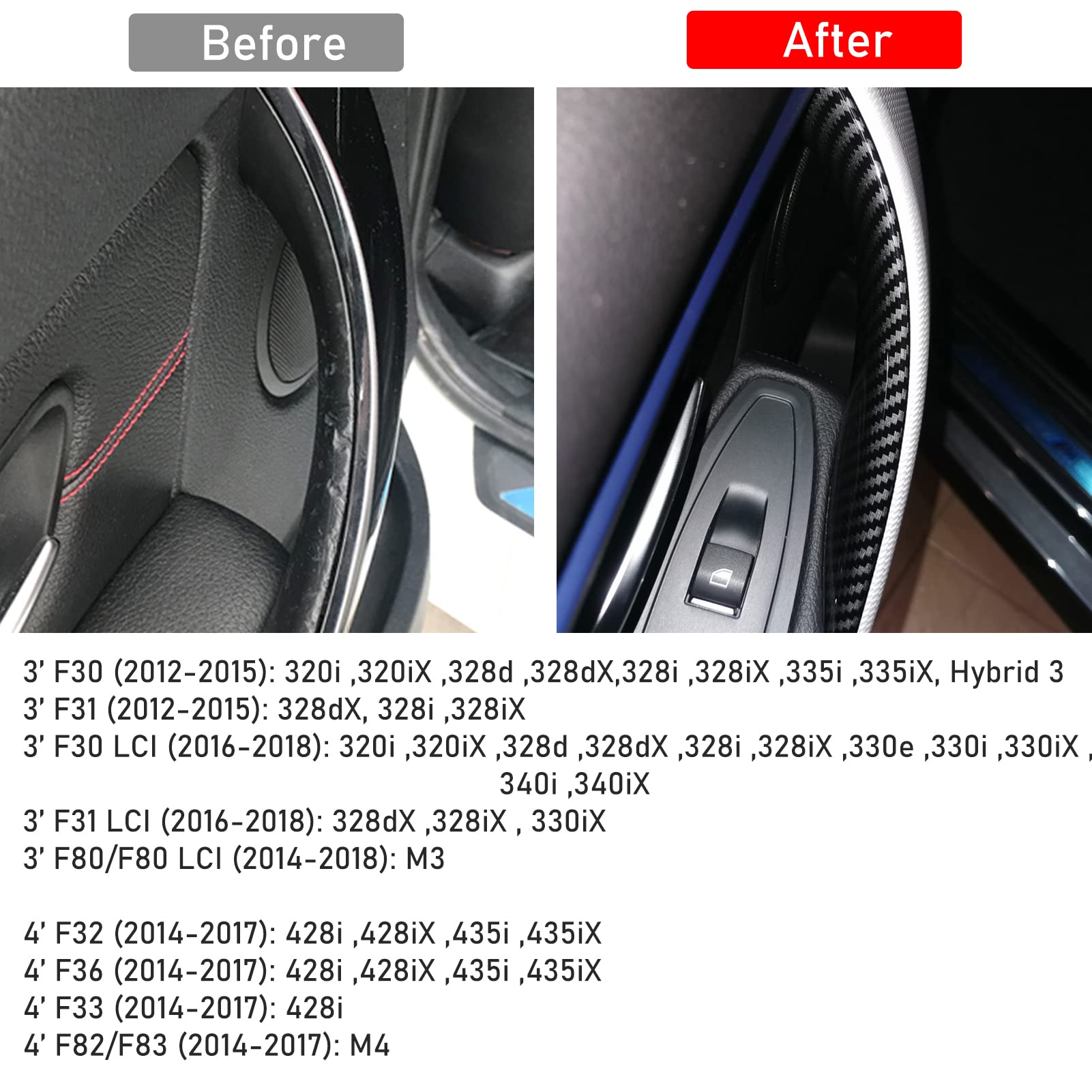 Ttcr-Ii Compatible With Bmw 3 Series F30 Door Handle Covers 4 Series, 2 Pcs Door Handle Wraps Fit Bmw 328I 330I 335I F30/F31 201