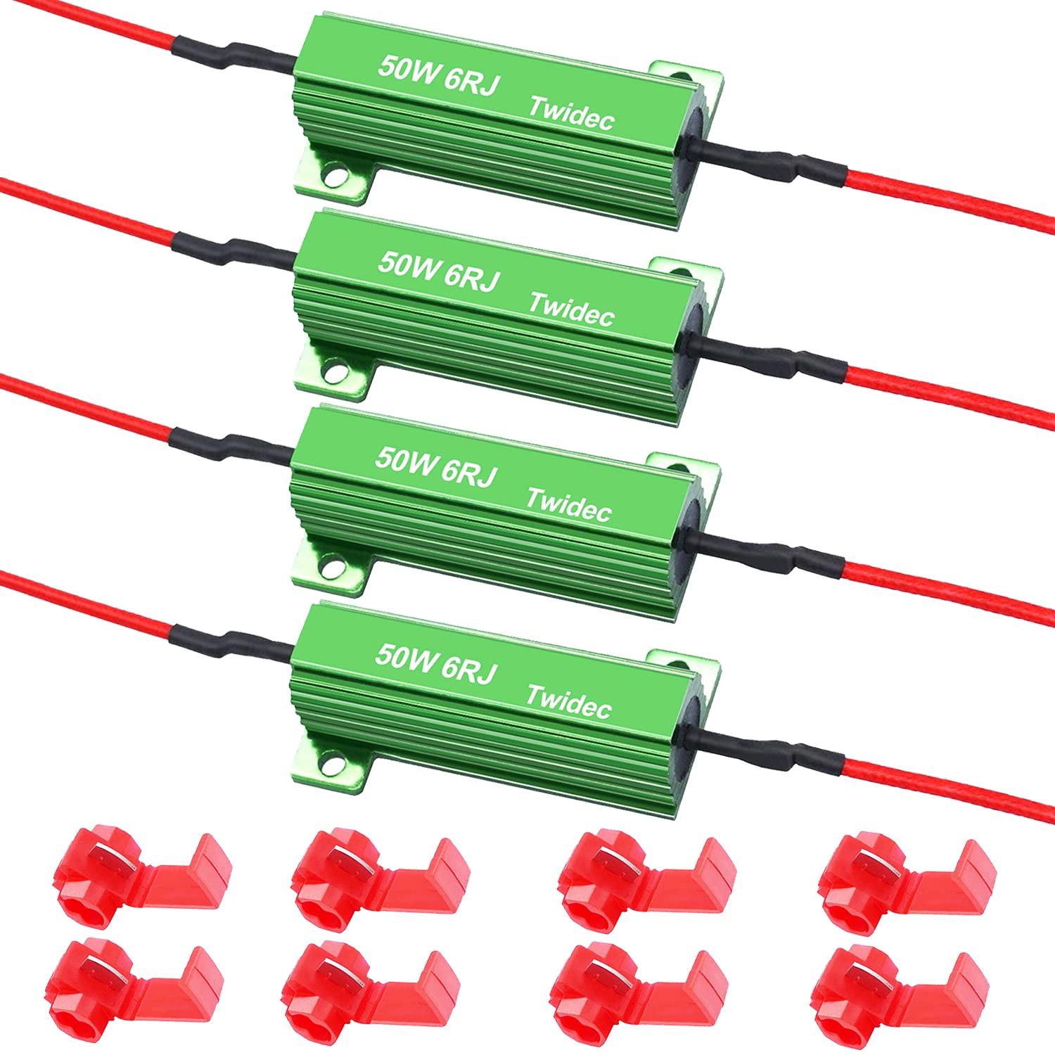 Twidec/4Pcs 50W 6Ohm Led Load Resistors For Fix Led Hyper Flash Turn Signal Light Bulb Fast Blink Error Code Warning Cancellor Rx24-50W6-4X