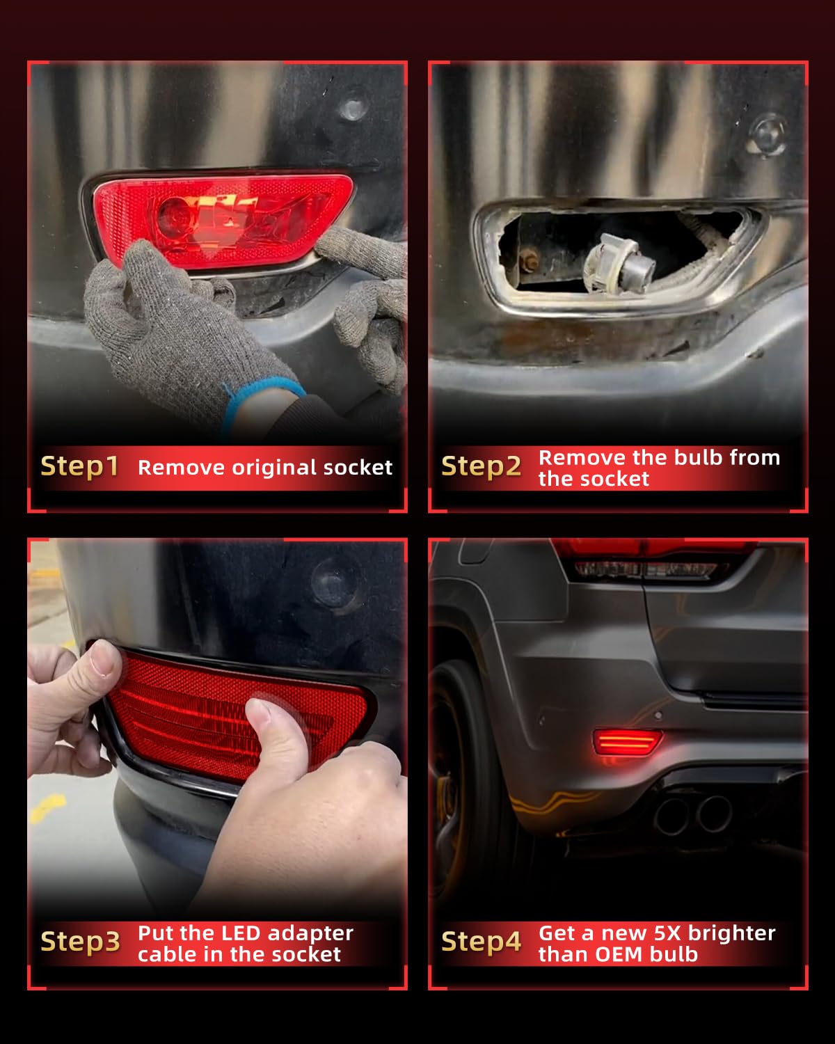Neifiles Led Rear Bumper Reflector Lights Compatible With Jeep Compass 2011-2017 Fog Light Assembly For Grand Cherokee 2012-2018