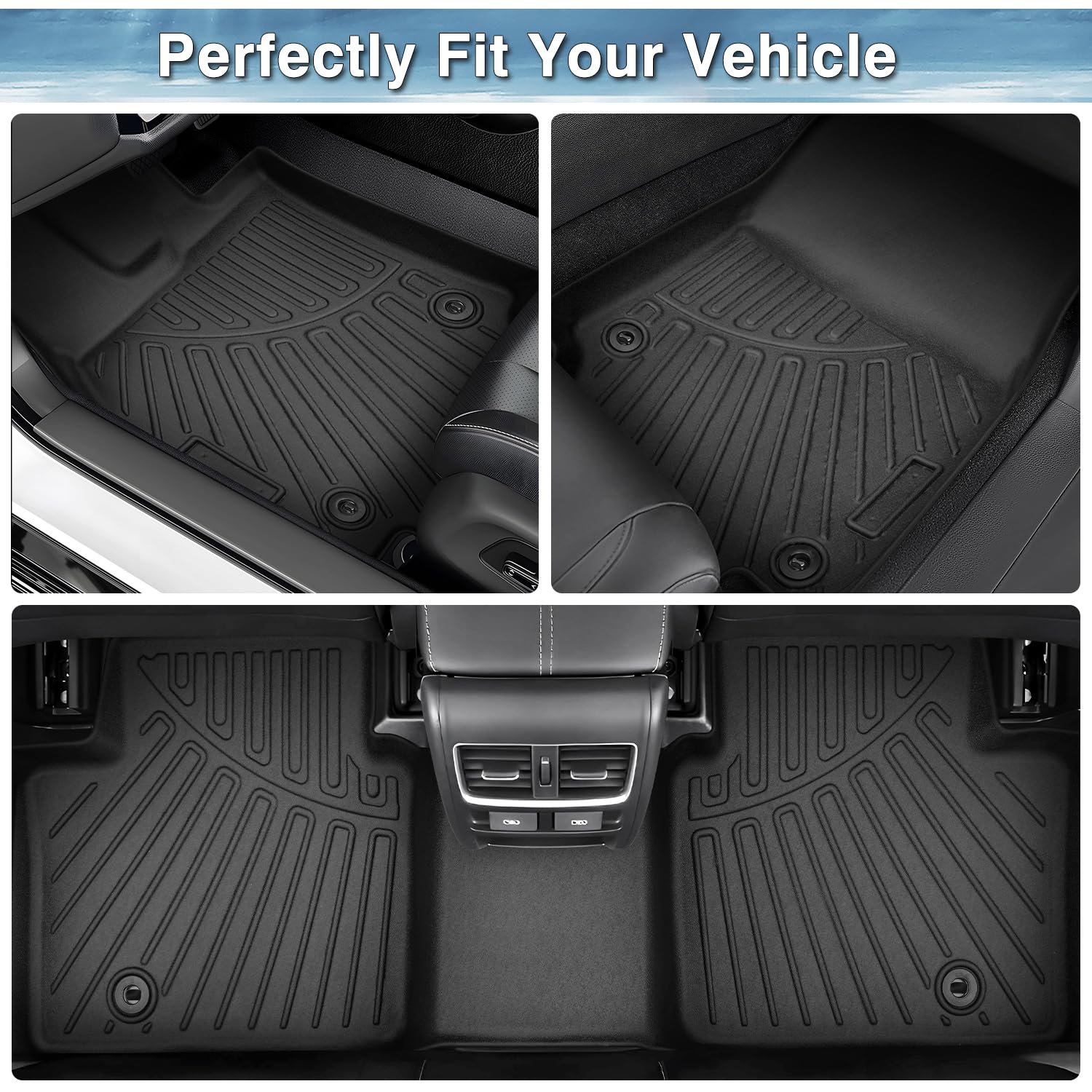 Mixsuper Floor Mats For 2020-2025 Toyota Highlander (Not For Hybrid Models) All Weather Floor Liners 3 Row Set Black (Fits With