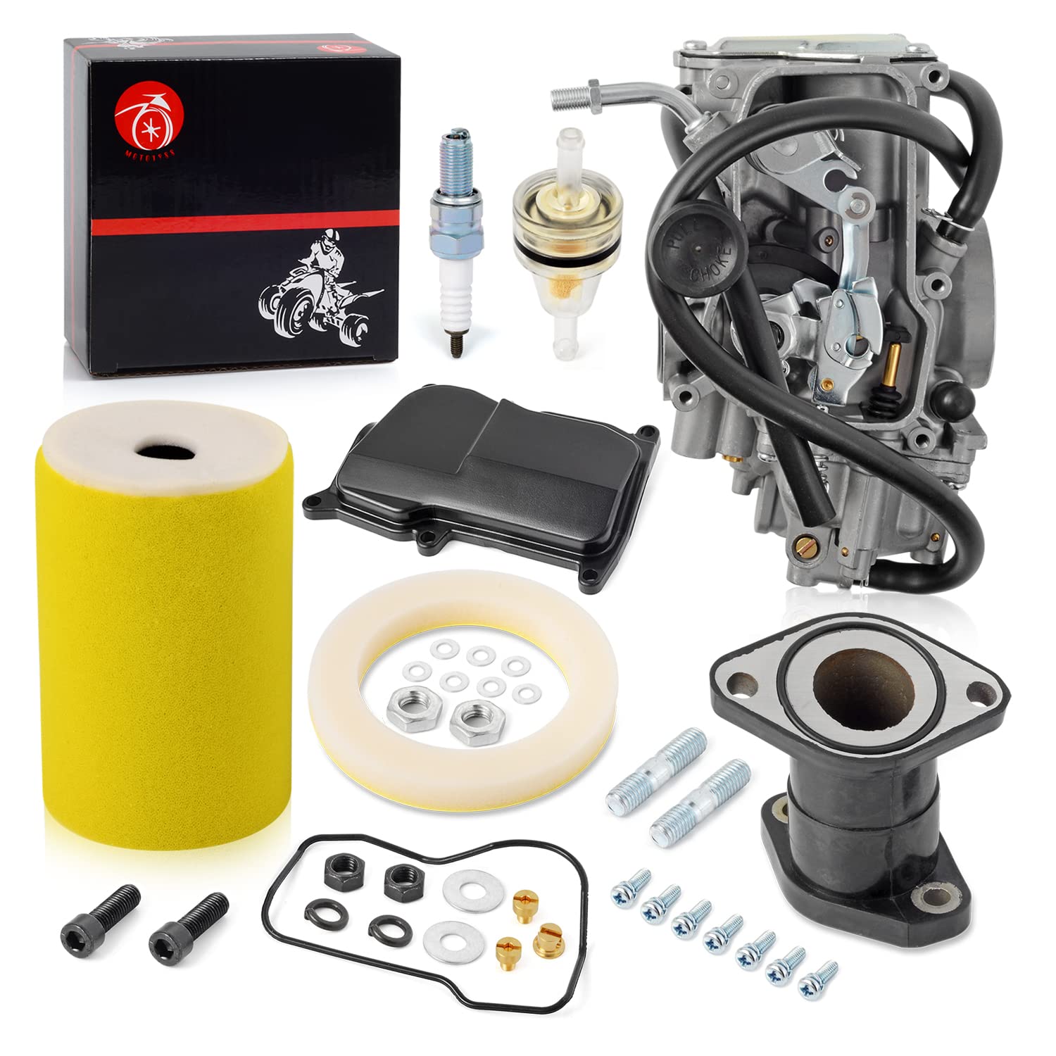 MOTO1988 Carburetor Carb & Air Filter for YAMAHA Big Bear 350 & Kodiak 400, Model 2VA-14101-01-00, Fits 1987