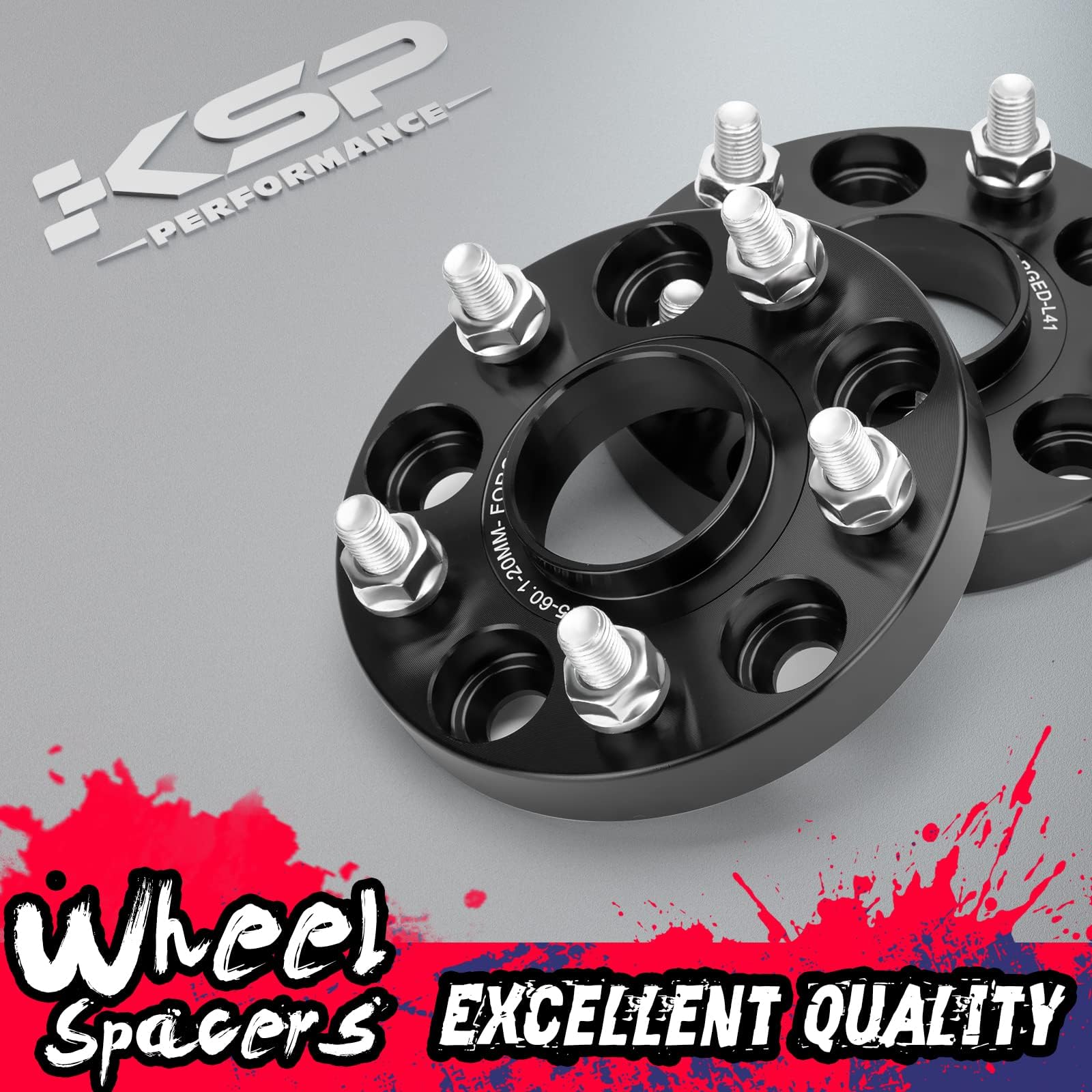 KSP PERFORMANCE 20mm Hubcentric Wheel Spacers 5x114.3, Aluminum, Black, 4pcs, Model 5x4.5-60.1-H20-