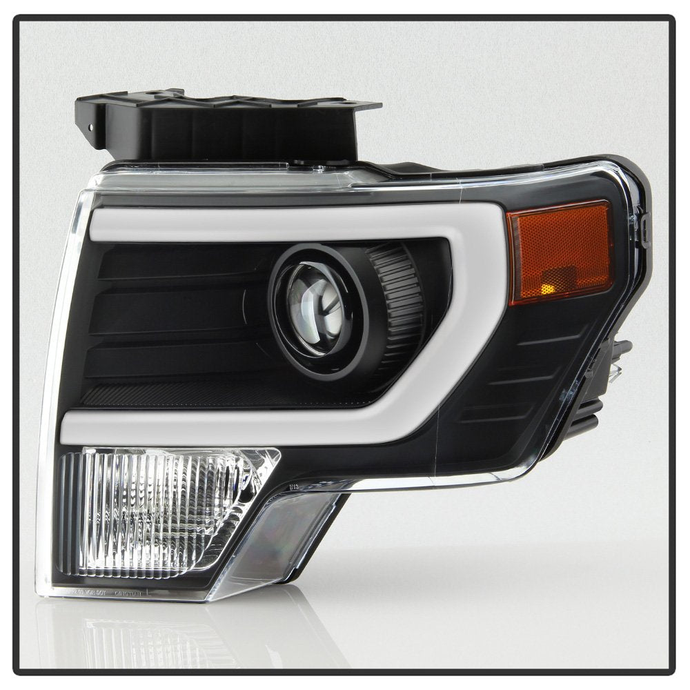 ACANII LED Tube Projector Headlights Pair for 2009-2014 Ford F150 Pickup, Black Raptor Style, Onyx Black