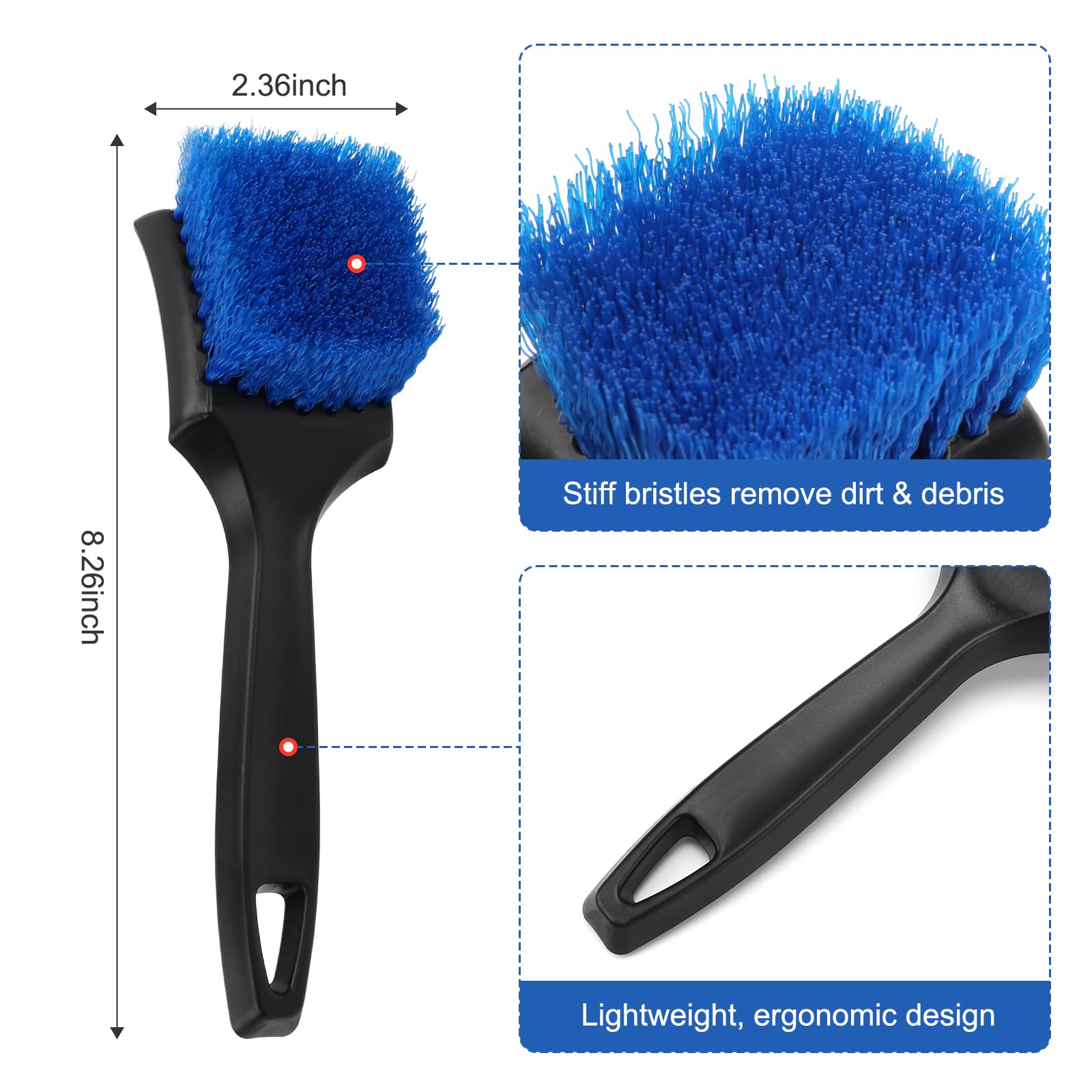 Wheel Rim Tire & Carpet Cleaning Brush Set, Soft & Stiff Bristle Wash Cleaning Supplies Kit For Car All Exterior Surface And Car