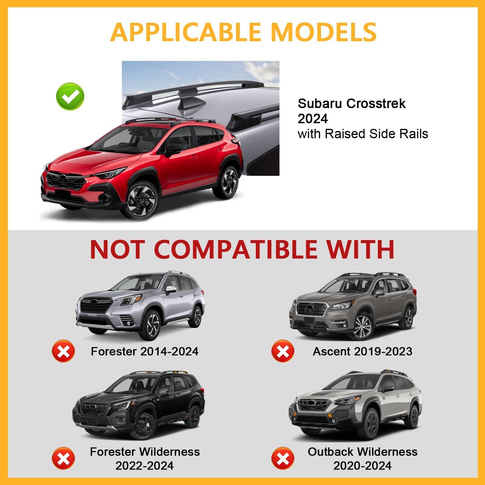 Tuyoung Lockable 220lbs Roof Rack Cross Bars Compatible with Subaru Crosstrek 2024 2025 Limited/Premium/Sport (Not for Wildernes