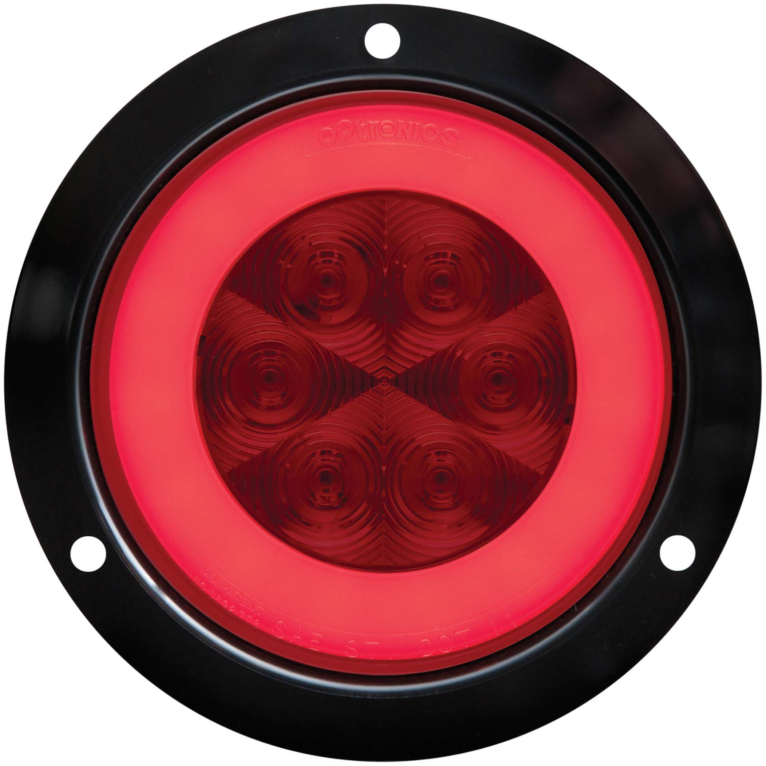 Optronics Stl101Rfbp Lens 4'' Sealed Led Light With Mounting Flange, Red