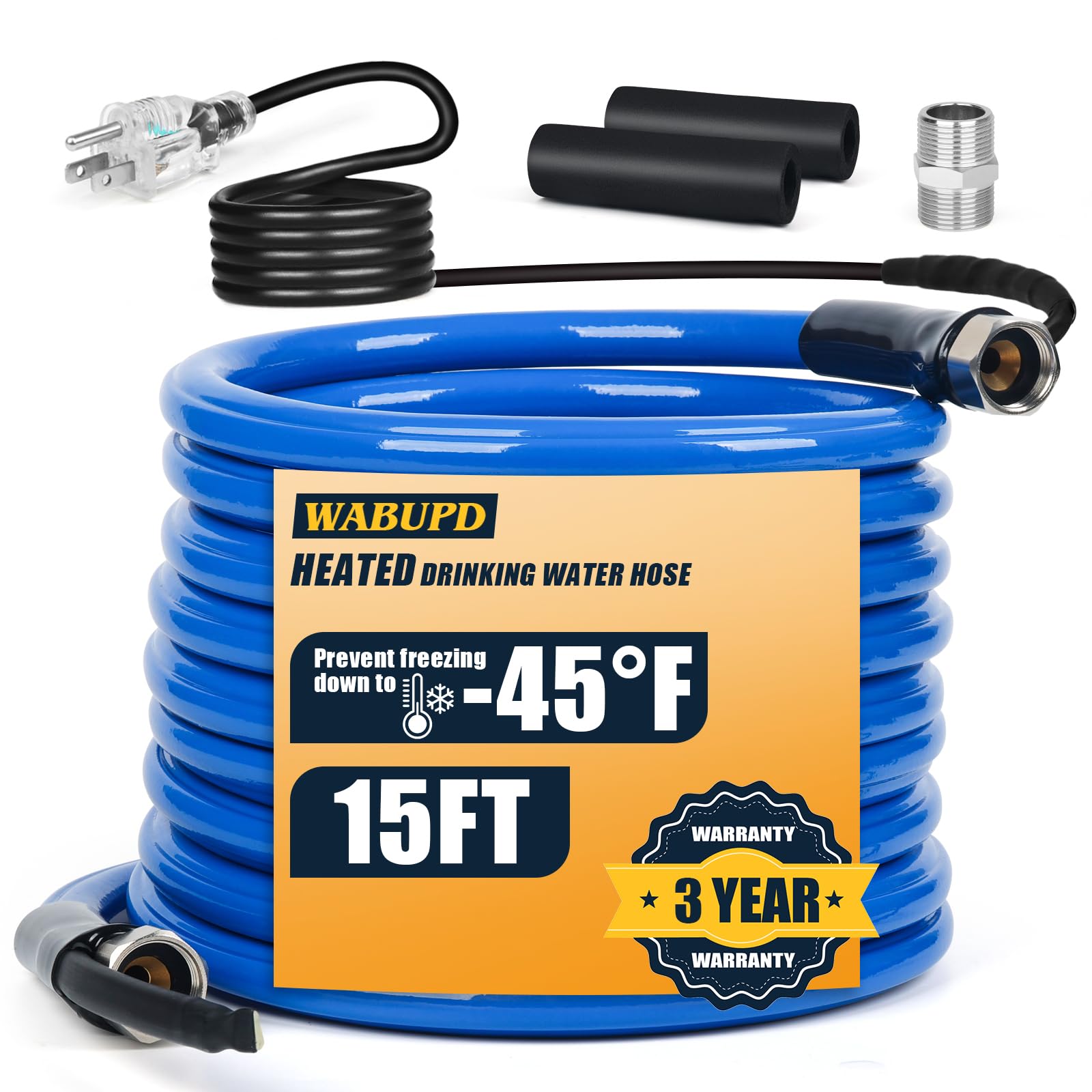 WABUPD 70FT Heated Water Hose for RV,Heated Drinking Water Hose,Anti-Freezing Temperature Down to -48F, Great Rv Accessories for