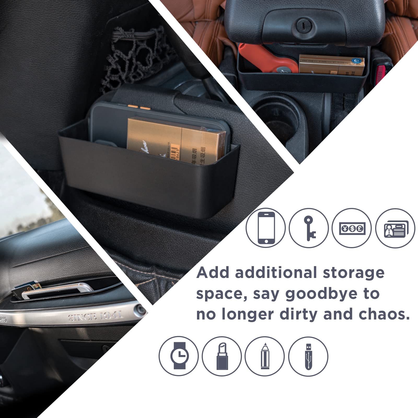 Neepiar 3Pcs Gear Shift Console Side Tray Organizer, Center Console Hanging Storage Box, Passenger Side Co-Pilot Organizer Compa