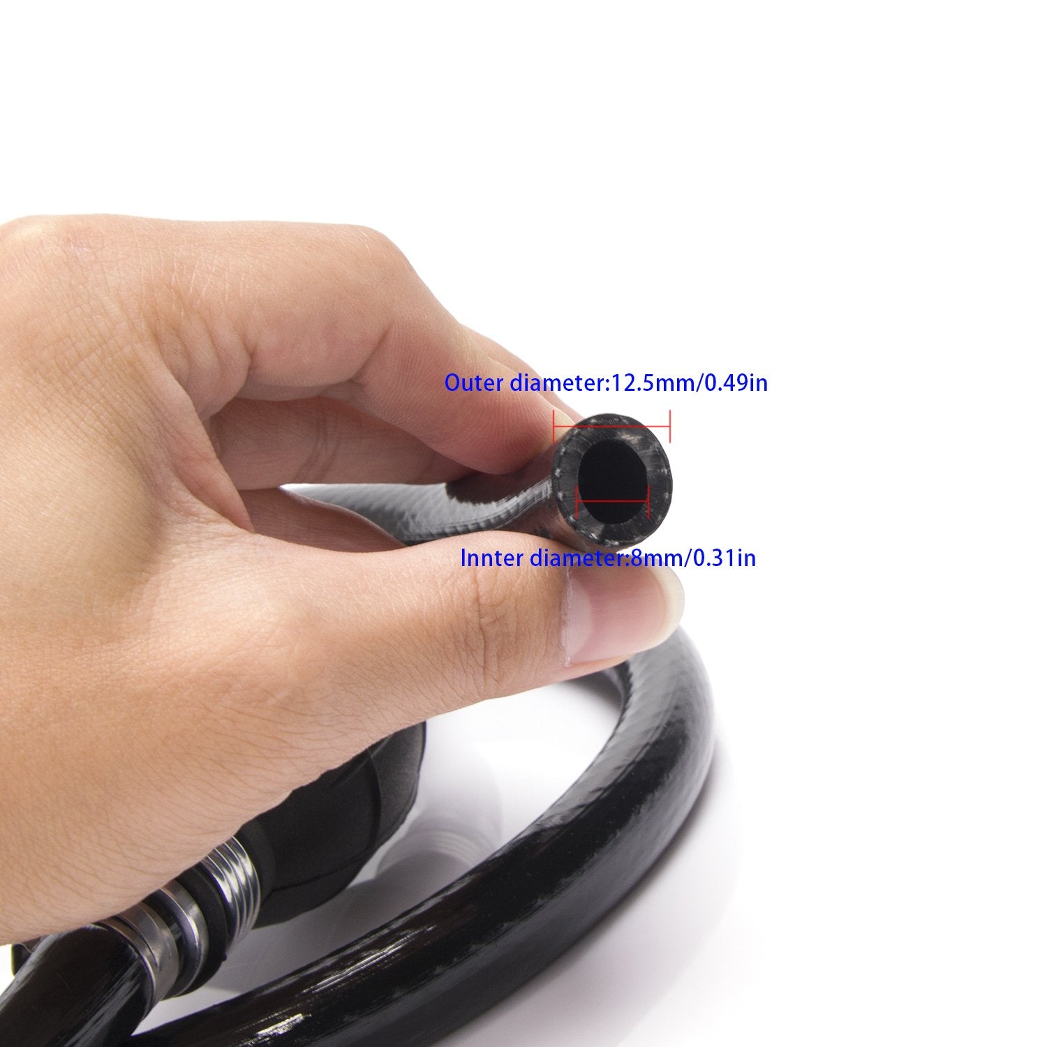 Fuel Line Assembly, Nylon Braided 5/16'' Marine Outboard Tank Fuel Hose Line Assembly, Outboard Gas Line With Hand Primer Pump B