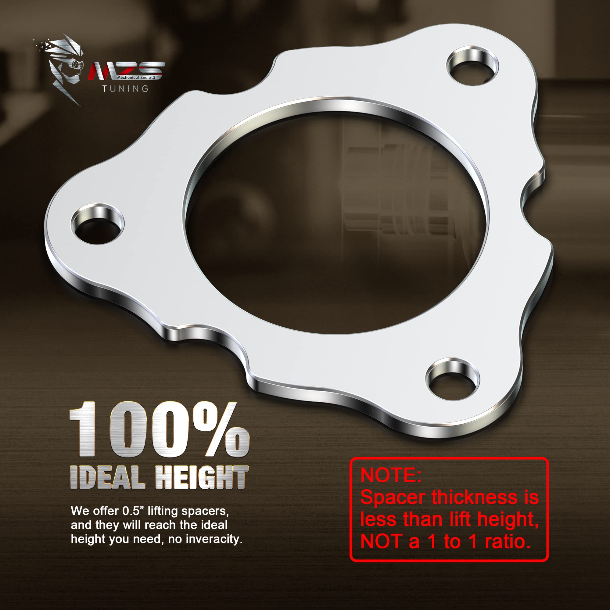 MZS 1/2" Front Leveling Kit Lift Strut Spacers for 2007-2025 Tahoe, Silverado, Sierra - Aluminum, Compatible with 2WD/4WD