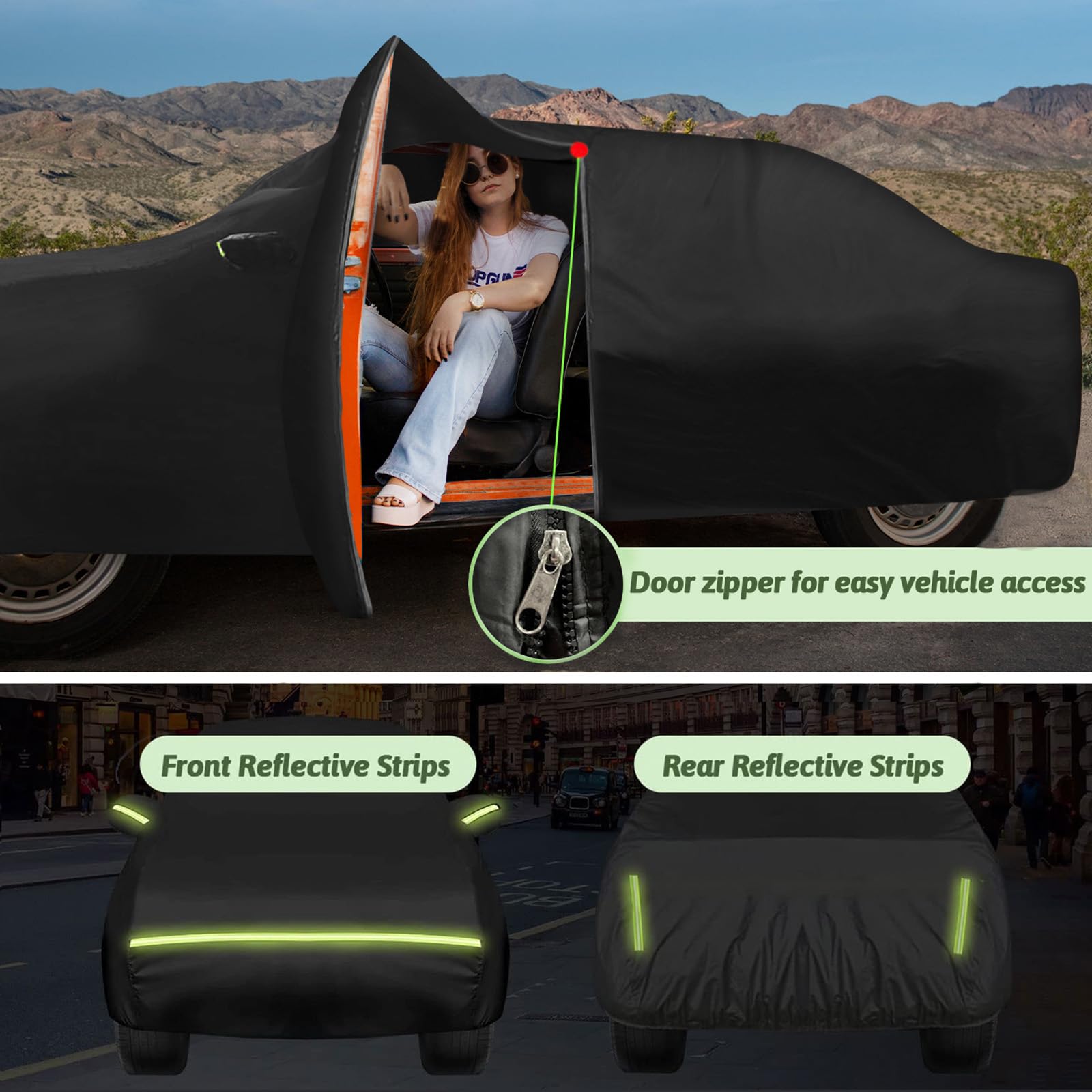 BETERNY Car Cover for 2020-2025 Chevy Corvette C8, Heavy Duty 6 Layers Waterproof, Black, Model SD-XB01058