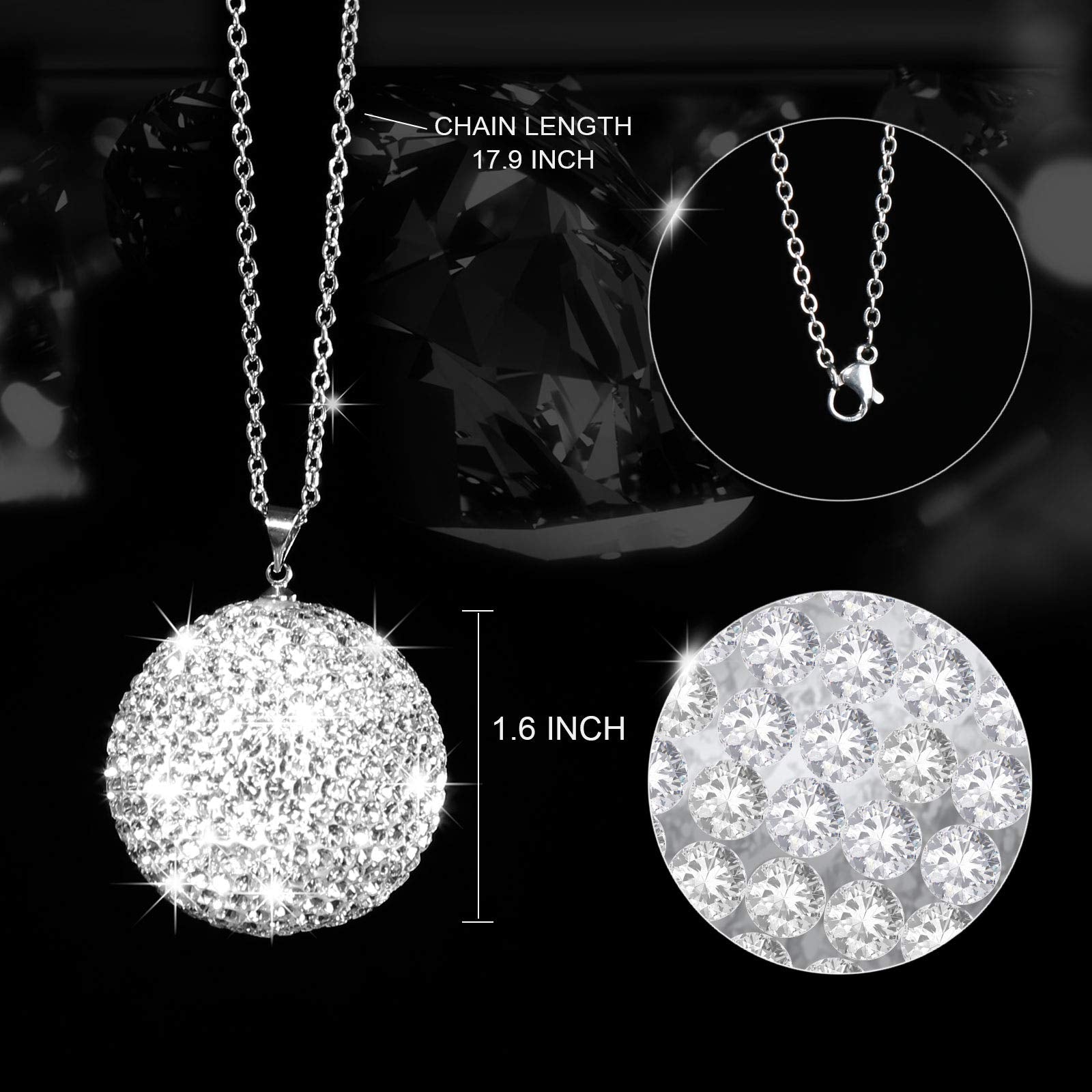 Bling Crystal Ball Car Rear View Mirror, Rhinestone Home Decor Ornament, Crystal Sun Catcher Glam Decoration Charm New Year'S Present