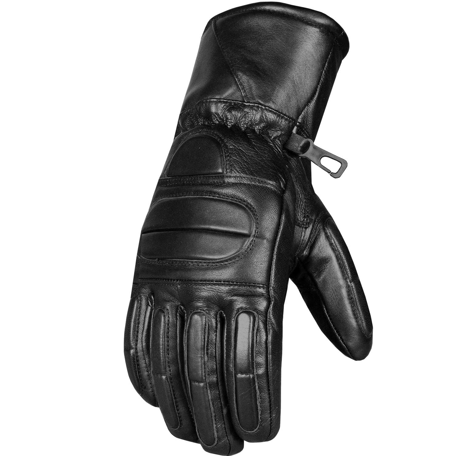 Mens Winter Gauntlet Motorcycle Gloves, 100% Natural Sheep Leather, Thinsulate Thermal Heated Lining, Full Windproof Cold Weathe