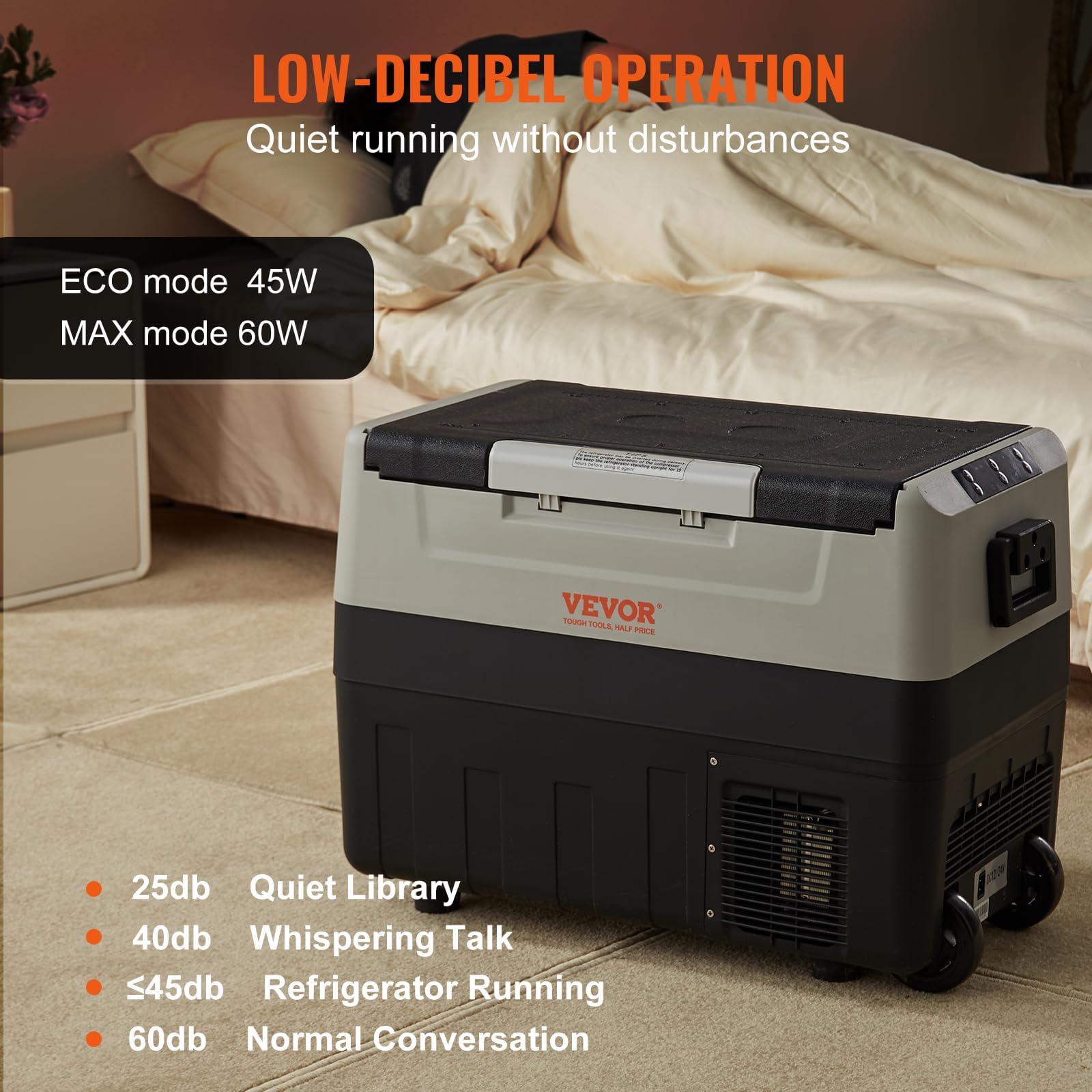 Vevor Car Refrigerator, 12 Volt Car Refrigerator Fridge, 58 Qt/55 L Dual Zone Portable Freezer, -4?-50? Adjustable Range, 12/24V Dc And 100-240V Ac Compressor Cooler For Outdoor, Camping, Travel, Rv