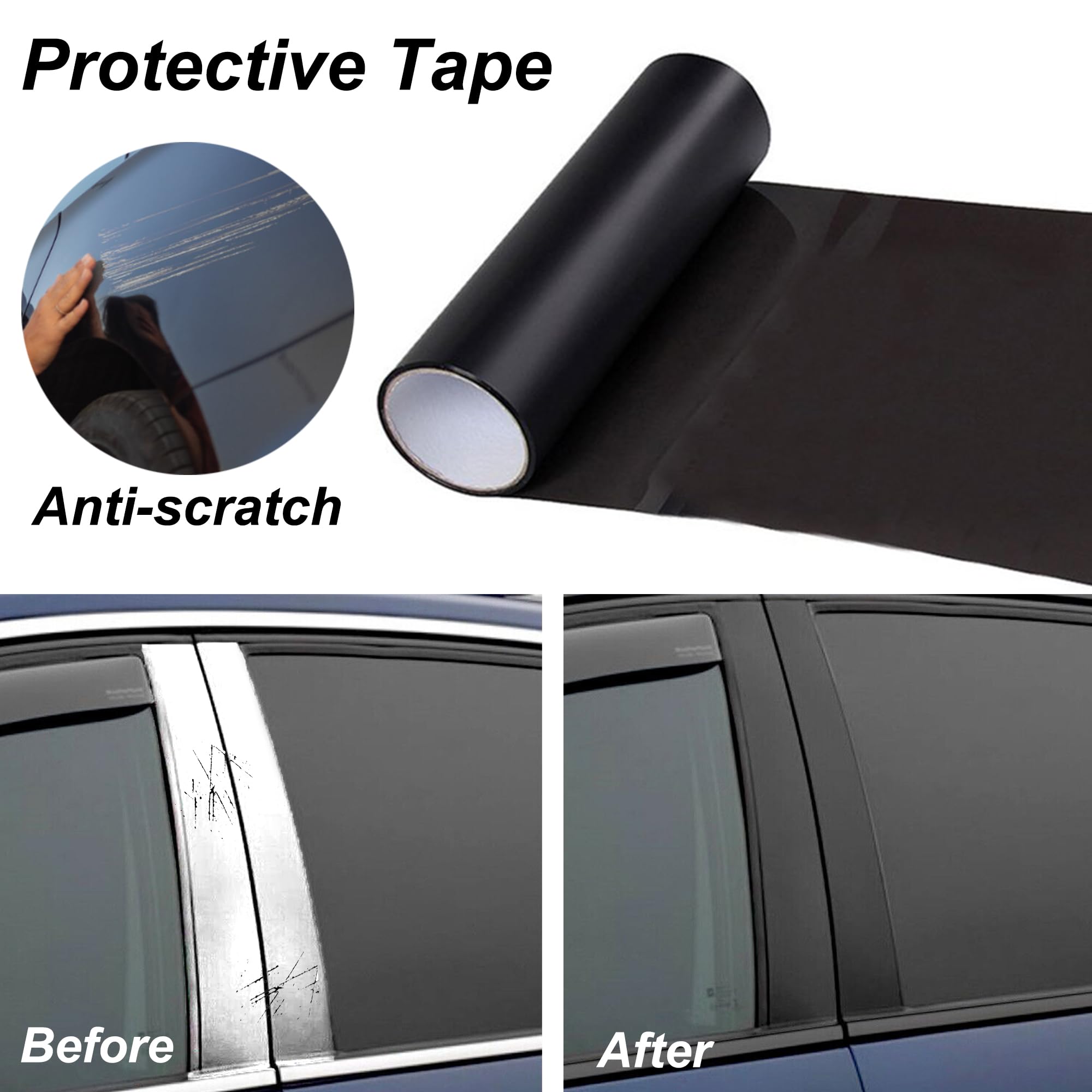 Lypumso Matte Black Vinyl Wrap Tape Roll, 4 Inch X 30Ft Self-Adhesive Black Out Chrome Delete Tape With Tool Kit Air Release Adh