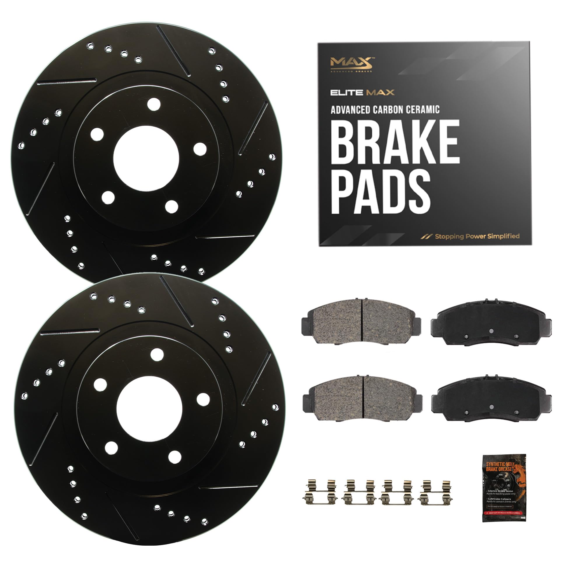 Max Advanced Brakes Front Brake Kit Compatible With 2006-2008 2009 2010 2011 Hyundai Accent Compatible With Kia Rio Replacement