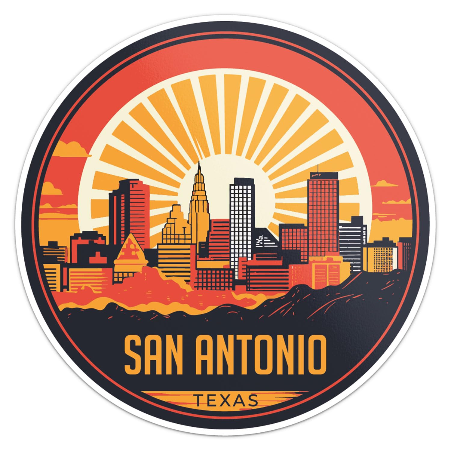 San Antonio City Sticker - Waterproof Vinyl Decal for Car Bumper, Laptop, Water Bottle, Wall, and Window, Size - 3'' Longer Side