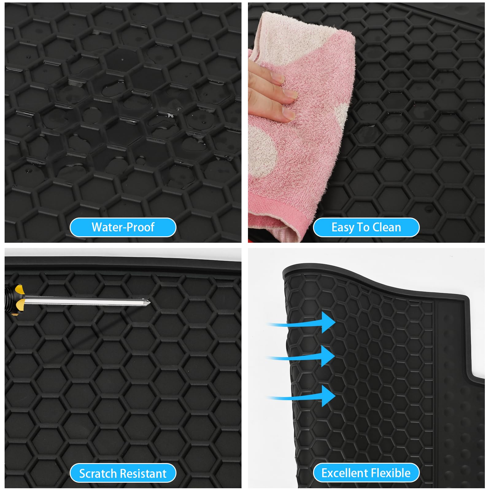 Matericuo Car Floor Mats Custom Fit For Volkswagen Vw Jetta 2010-2018 Sedan Full Black Rubber Auto Liner Mats All Weather Protec
