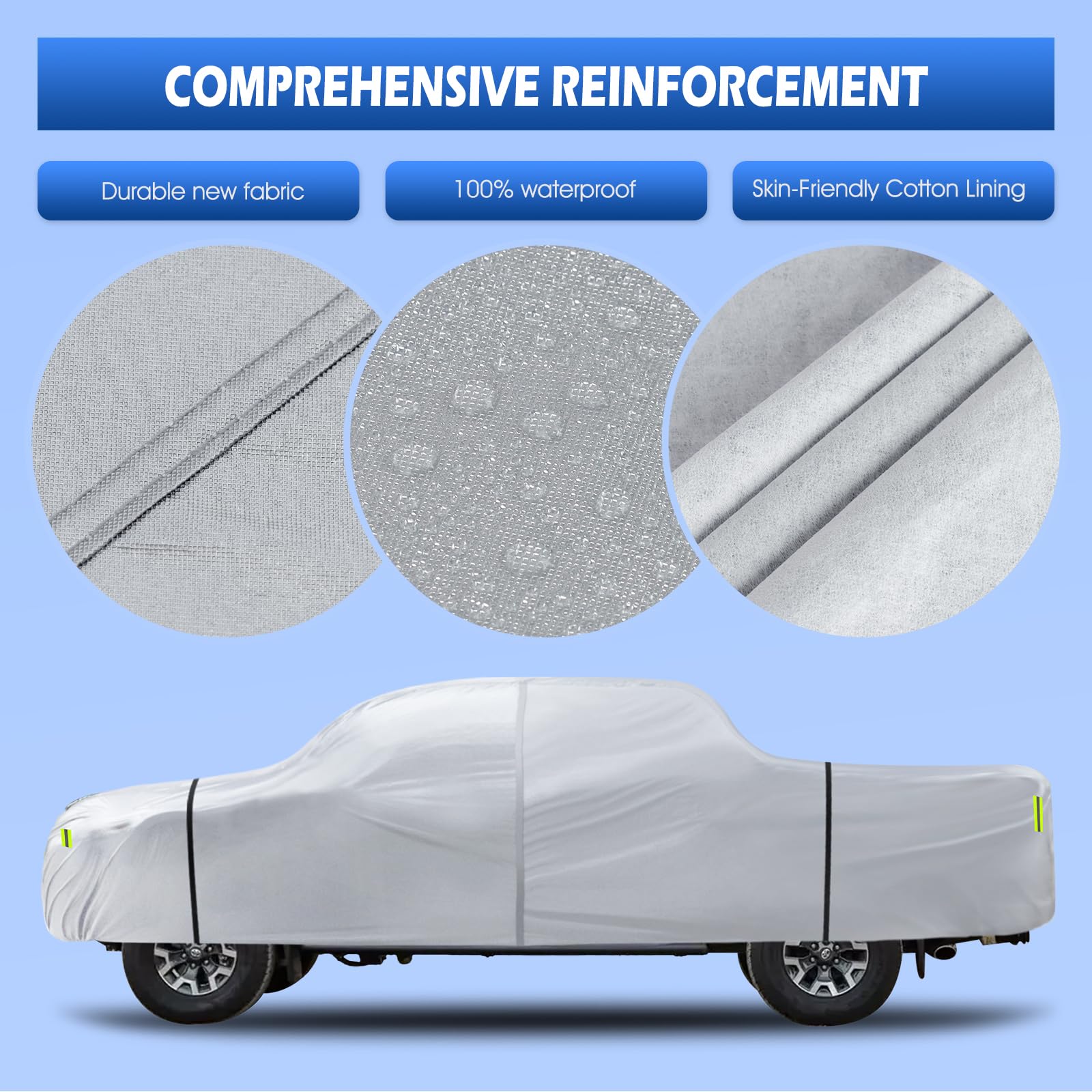 Truck Cover Waterproof All Weather, 6 Layers Pickup Cover Fit For Toyota Tacoma, Ford Ranger, Chevrolet Colorado, Nissan Frontie