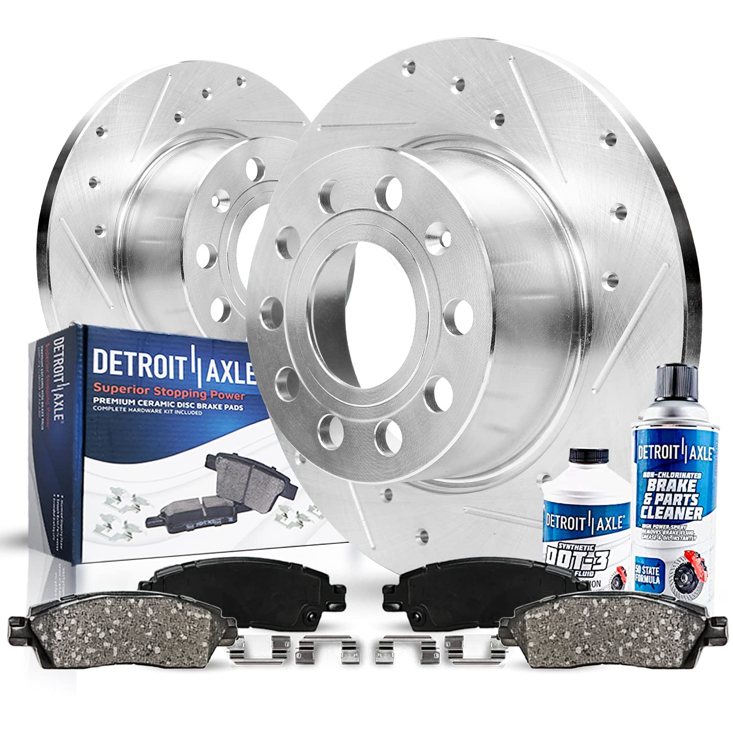 Detroit Axle - Rear Brake Kit for Audi A3 Quattro Sportback e-tron Volkswagen E-Golf, 10.71 inch Drilled & Slotted Disc Brake 