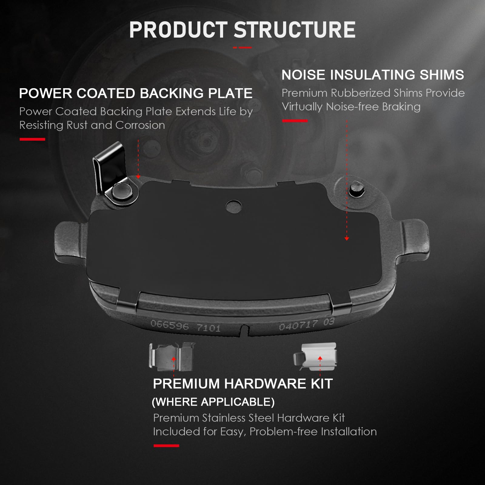Cciyu D1327 D1326 Front & Rear Ceramic Brake Pads 2008-2012 For Chrysler Town & Country,2008-2012 For Dodge Grand Caravan,2009-2