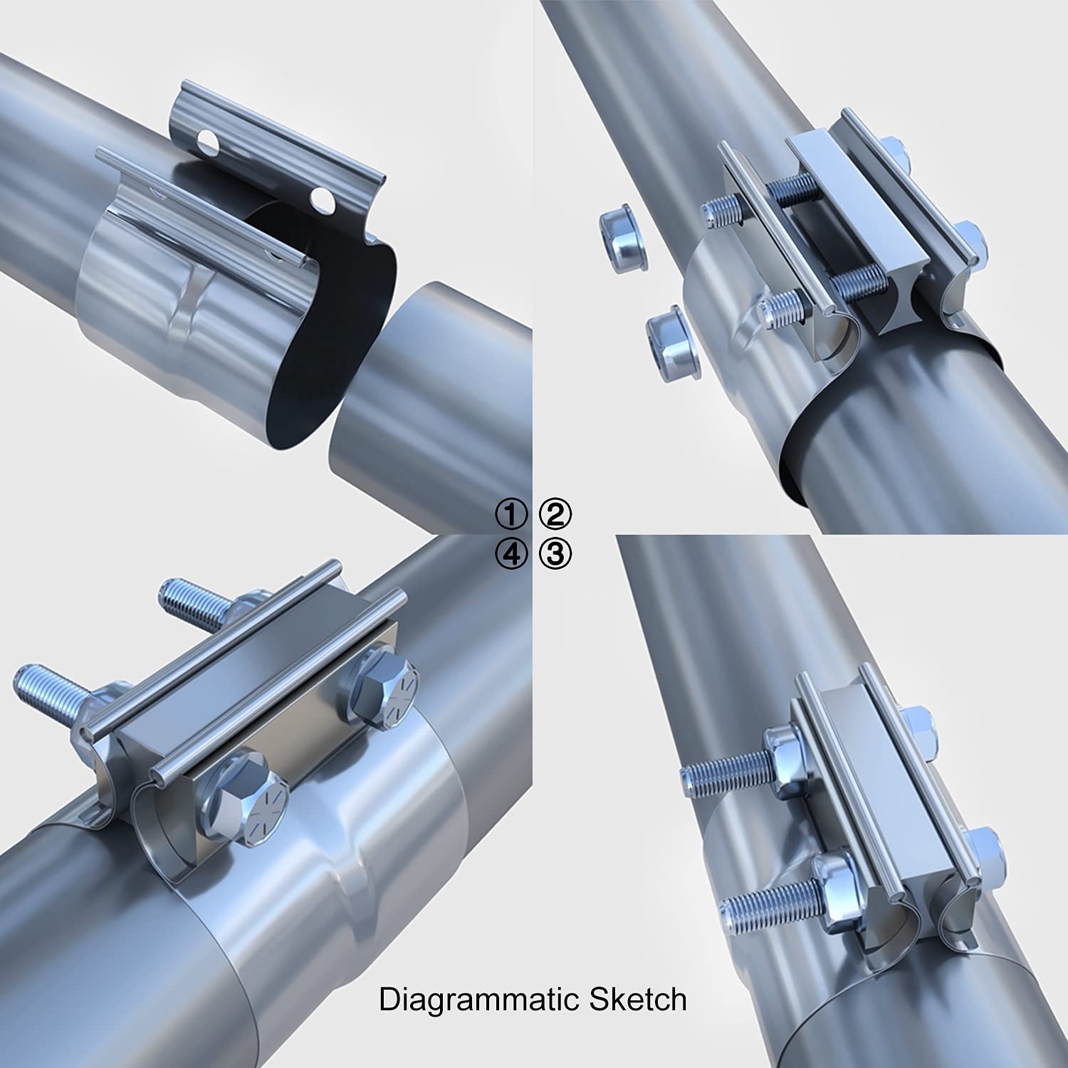 Roadformer 3.5 Inch Exhaust Clamp Stainless Steel - Lap Joint Exhaust Band Clamp Is Film Protected, Suggested To Remove Before U