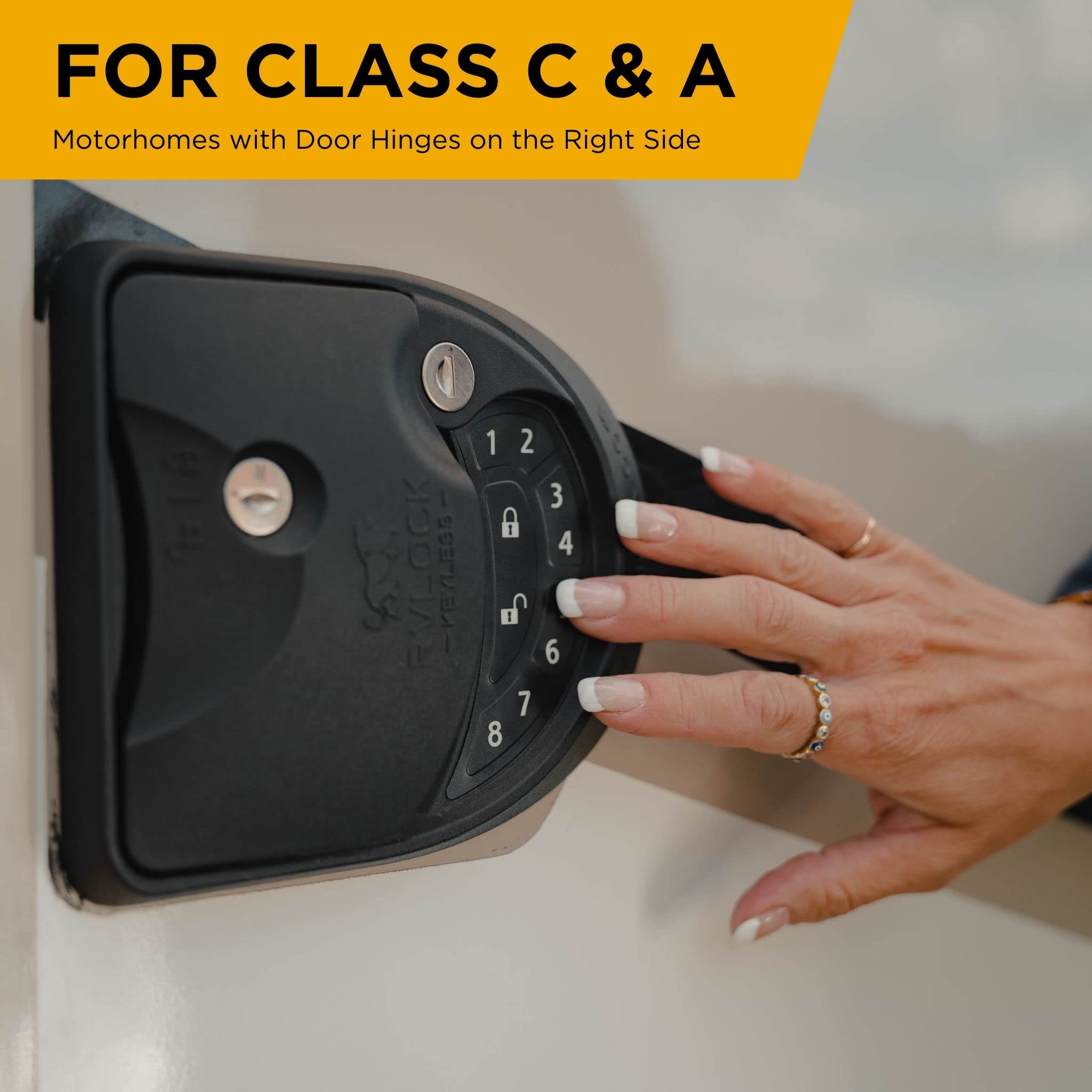 RVLock Class C Keyless Entry Door Lock - All Metal Handle & Keypad, Fits 4.5x3.5 Inches, Black, Model RVL-Charter