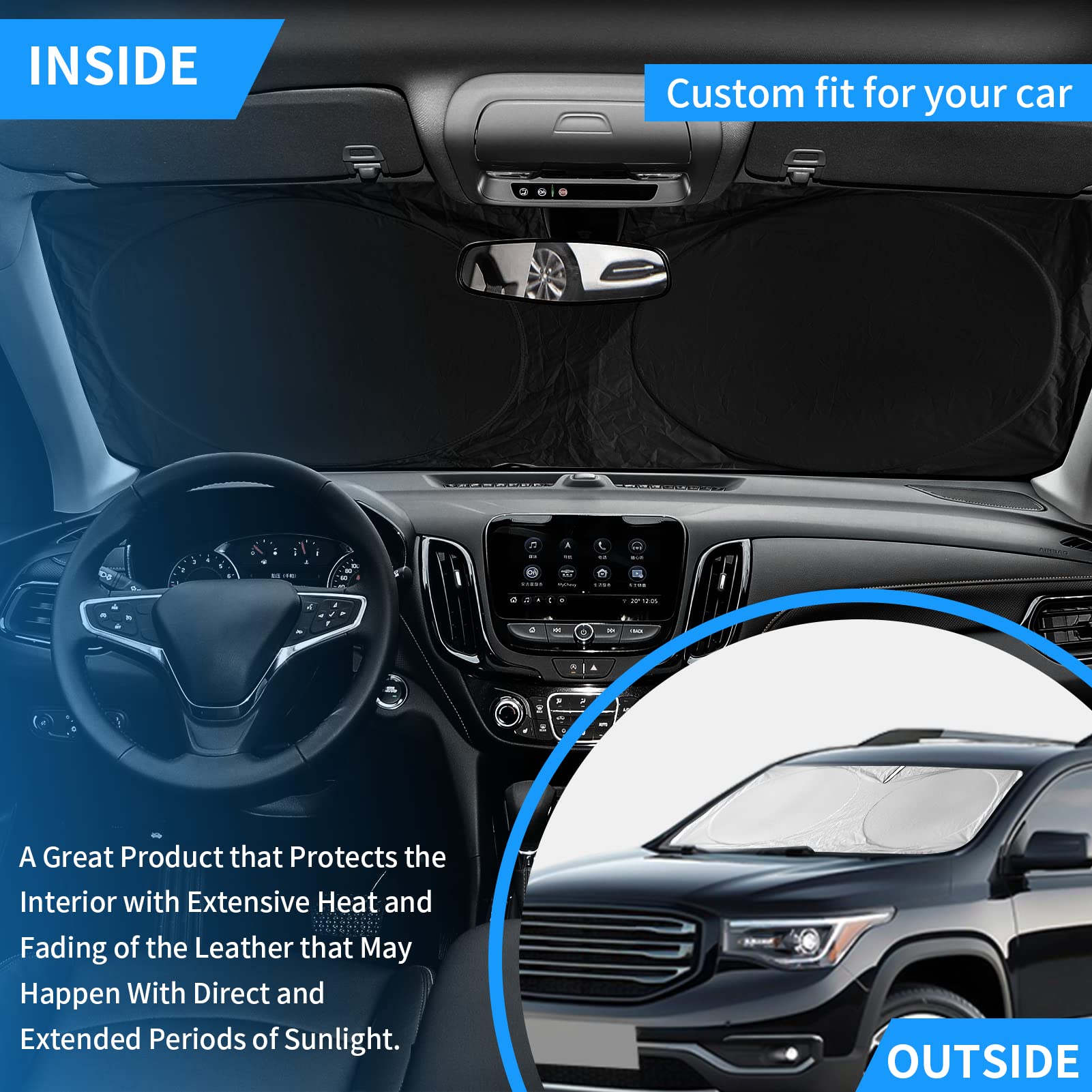 Insauto For Toyota Tundra Car Sun Shade Windshield For Tundra 2006 2005 2004 Window Sunshade Fit Toyota Matrix 2003-2013 Foldabl