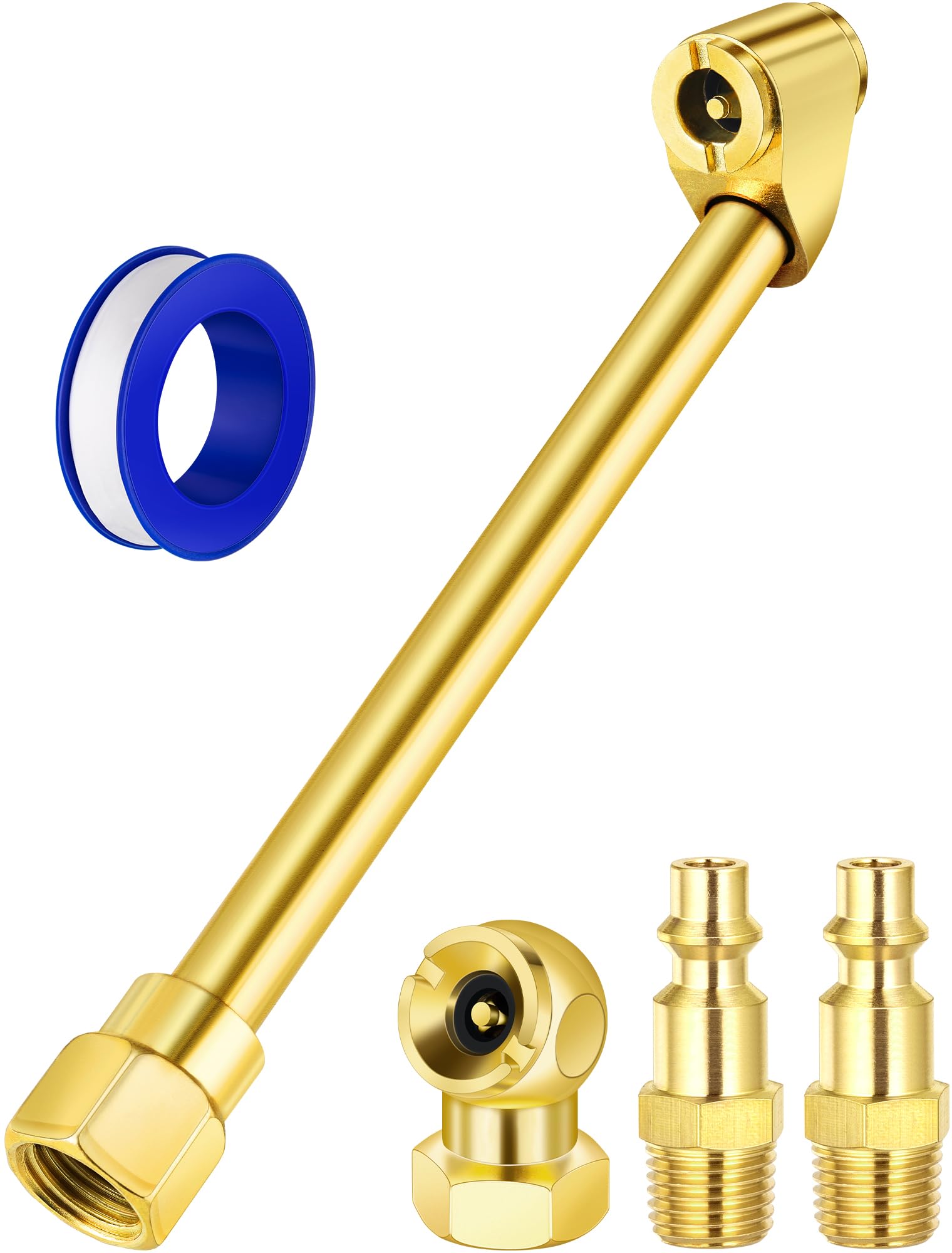 Evoultes 2-Way Connection Air Chuck Set, Heavy Duty Dual Head Air Chuck With Closed Ball Tire Chuck & 1/4 Inches Npt Male Quick 