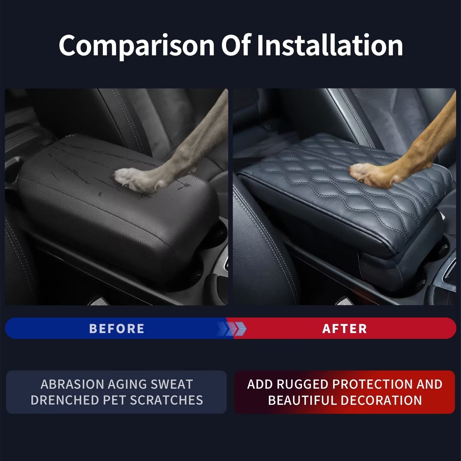 Qzhiren Car Center Console Cover-Armrest Box Mat,Memory Foam Leather Arm Rest Covering Car, Arm Rest Cushion For Suv/Truck/Vehicle(Beige)
