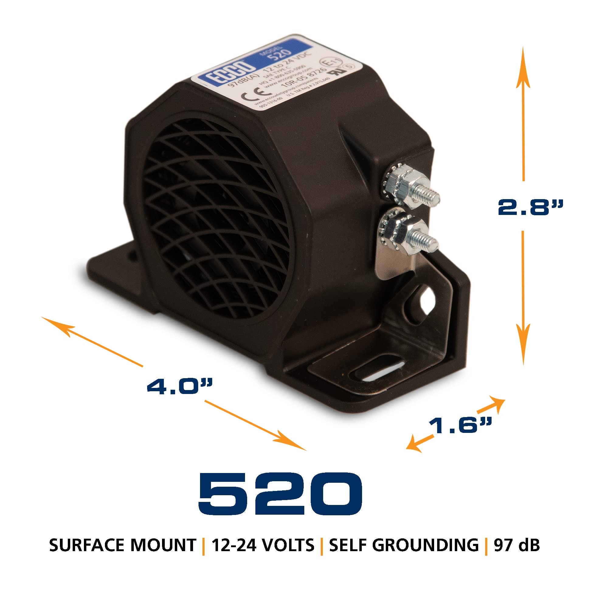 ECCO 520 Back-Up Alarm | 12-24 V | Black | Durable and Reliable Safety Solution