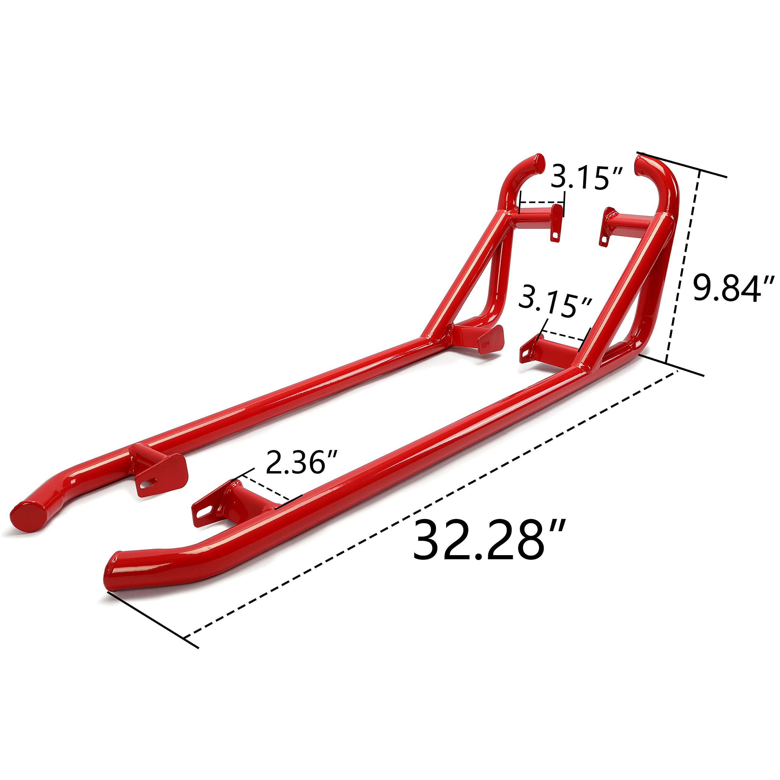 ECOTRIC Red Nerf Bars Rock Sliders for 2014-2023 Polaris RZR XP 1000/Turbo, 2 Seater, Alloy Steel, Left & Right Side Steps