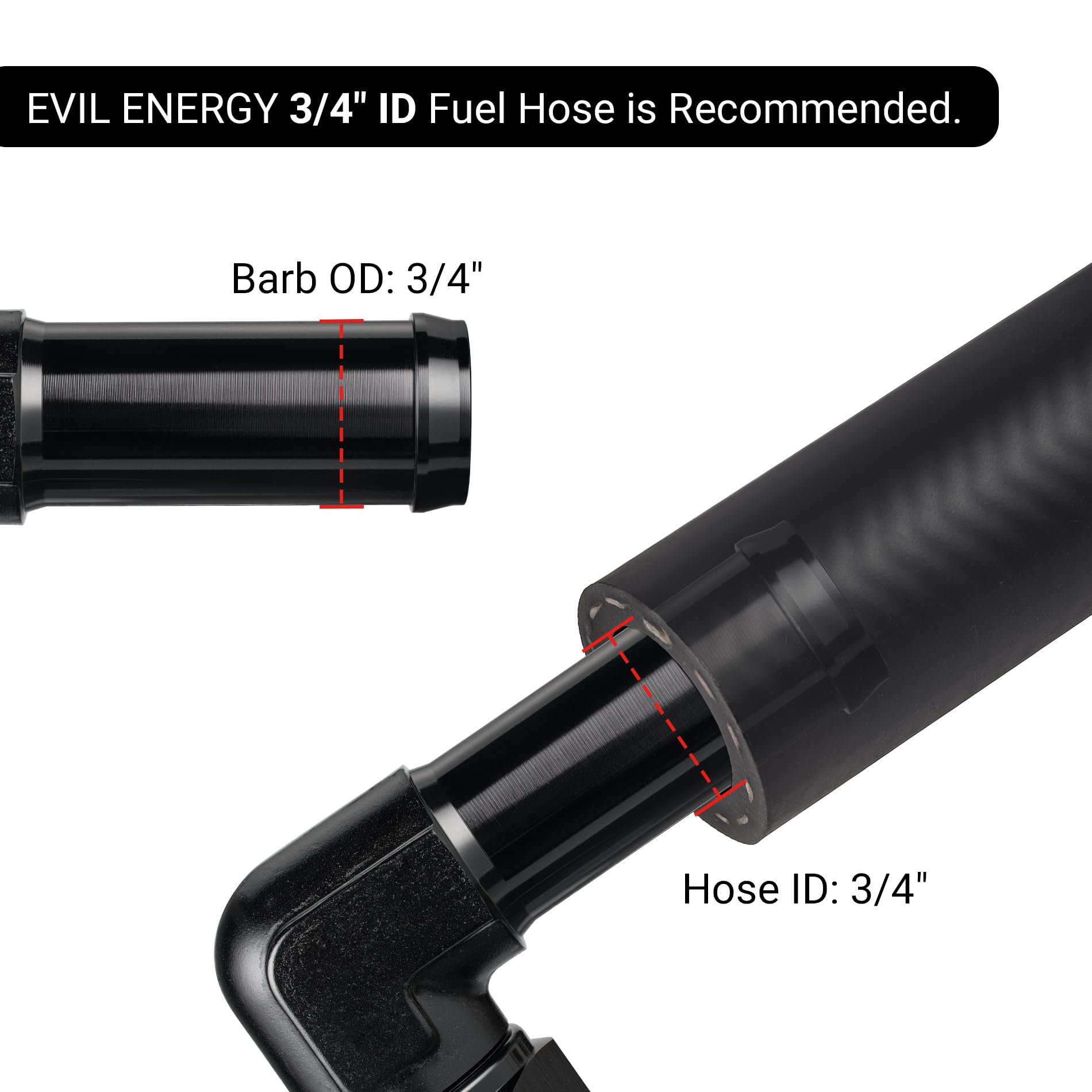 EVIL ENERGY 10AN Female to 3/4'' Barb Hose Fitting 90 Degree Swivel 2PCS