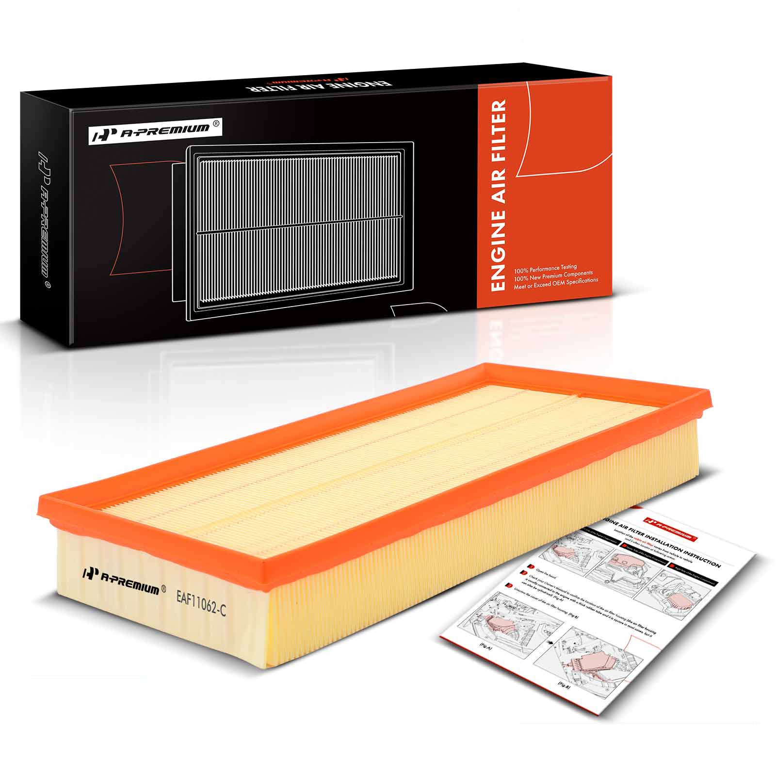 A-Premium Engine Air Filter Compatible with Land Rover Discovery, LR4, Range Rover, Range Rover Sport, 2010-2022, Flexible Panel