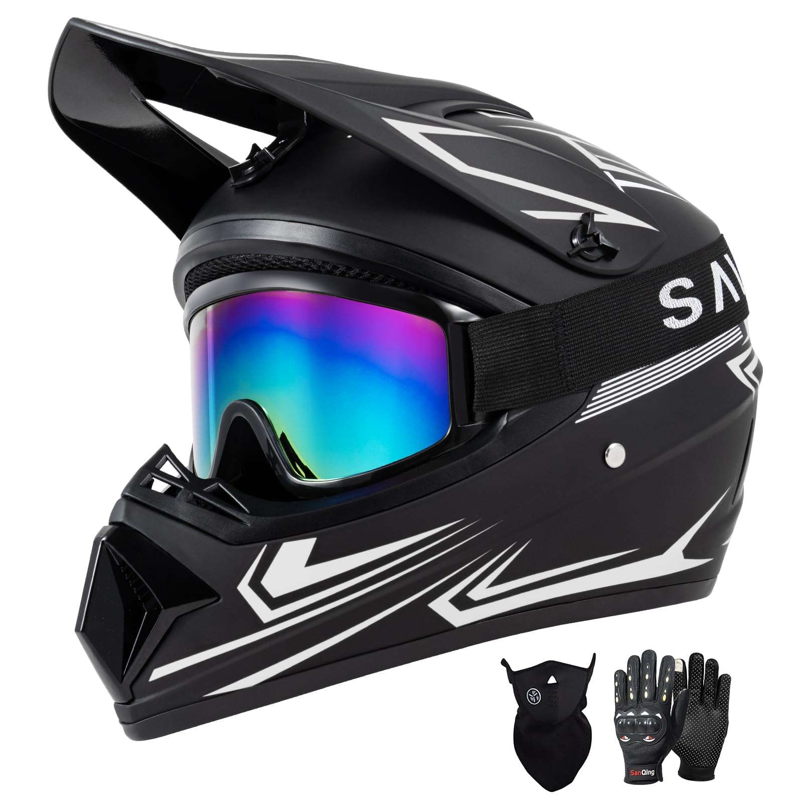 SPARK DOT Approved Youth Motocross Helmet Kids Dirt Bike Helmets - Full Face, Lightweight & Breathable for Off-Road E-Bike BMX M