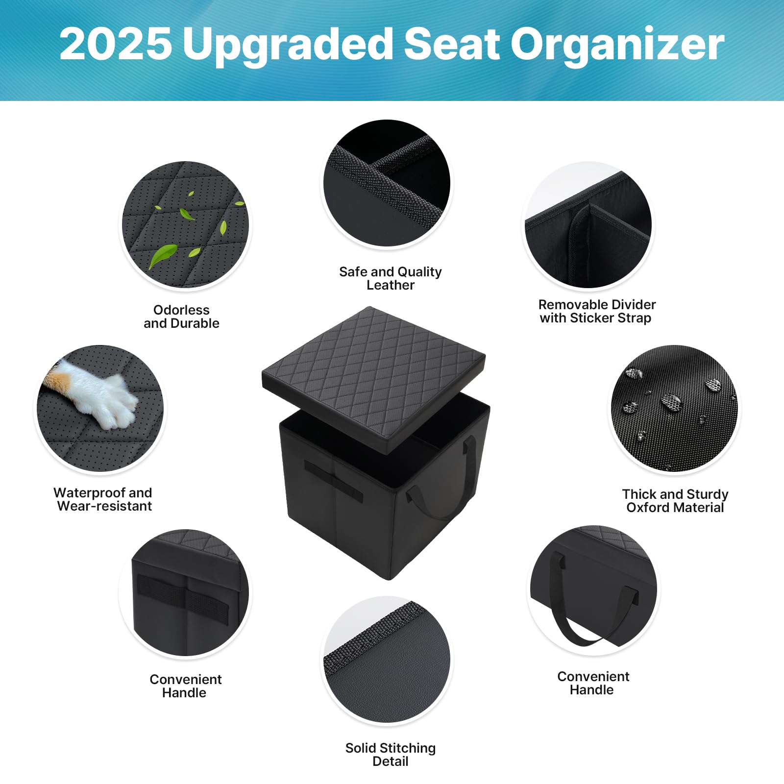 Mixsuper Liner Car Seat Organizer for 2021-2026 Chevy Suburban, Black Cardboard, Backseat Storage for Kids & Pets