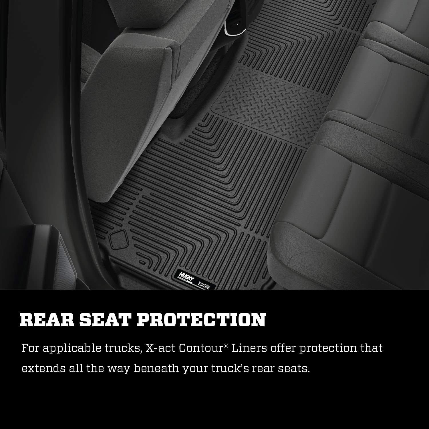 Husky Liners X-Act Contour Series | Front & 2Nd Seat Floor Liners - Black | 54608 | Fits 2019-2022 Dodge Ram 1500 Crew Cab W/O Factory Storage Box 3 Pcs