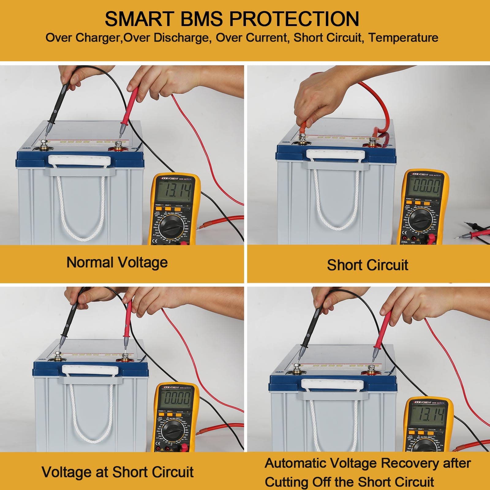 Weize 12V 200Ah Lifepo4 Lithium Battery, Built-In Smart Bms, 8000+ Deep Cycles, Low Temperature Protection Rechargable Battery P