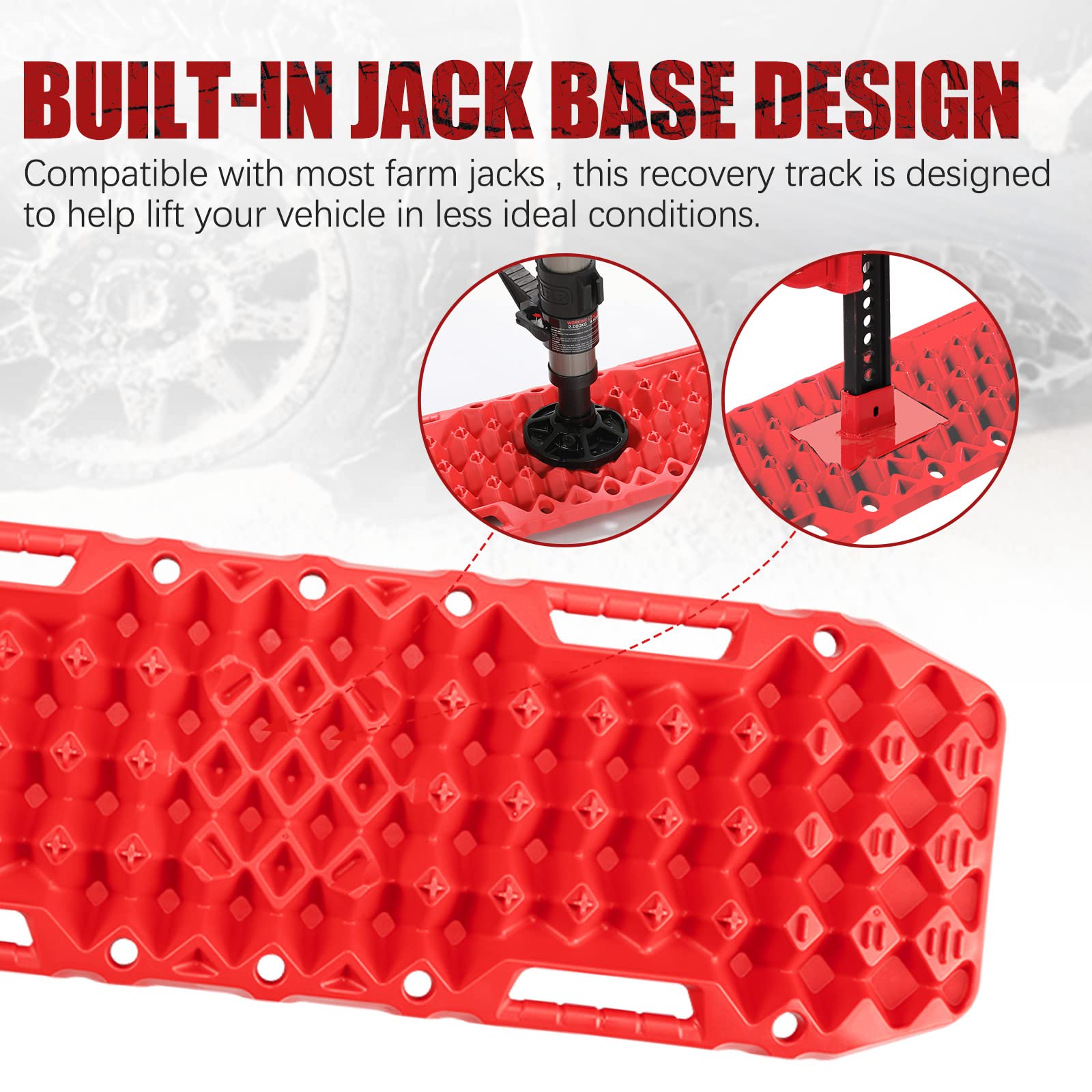 Bunker Indust Off-Road Traction Boards With Jack Base,Pair Recovery Tracks 4X4 Jeep Truck Tire Traction Mat With Bag -Sand,Mud,S